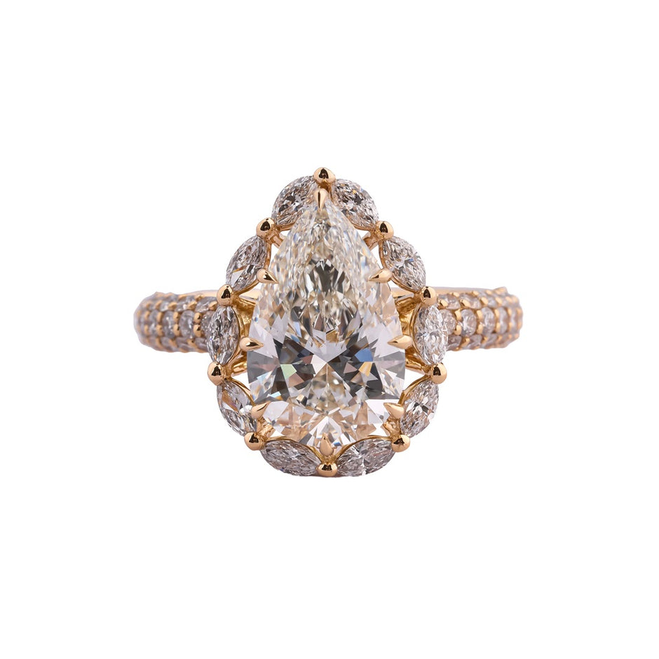 Petalia Pear & Marquise Bloom Halo Ring — view 1