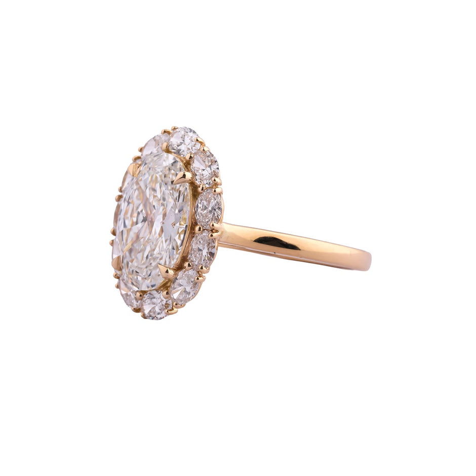 Grand Oval Petal Halo Cocktail Ring — view 2