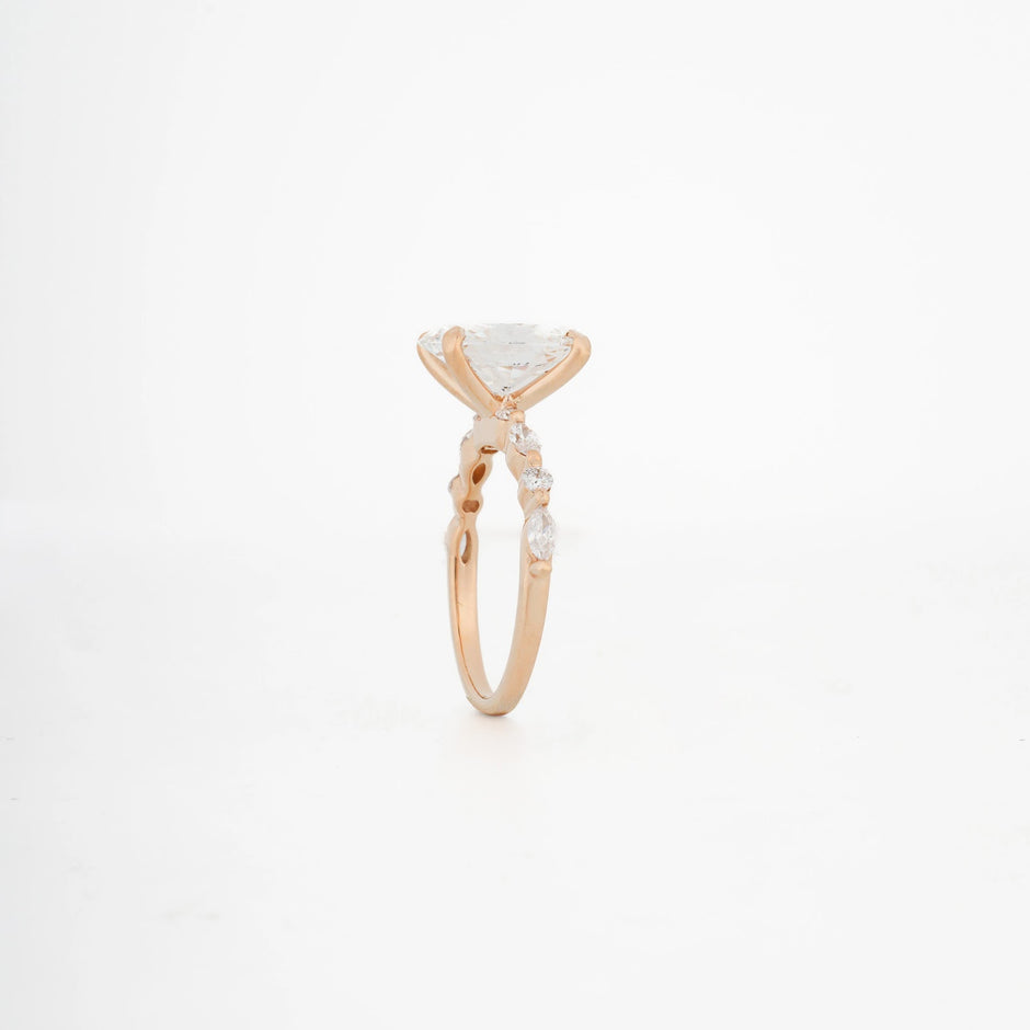 Mira Oval Petal-Side Diamond Ring — profile view