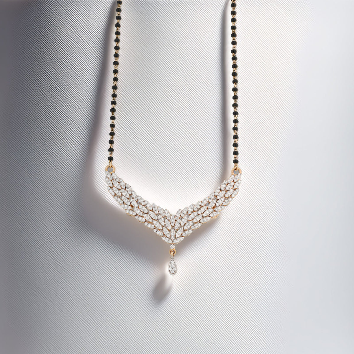 1.71 Carat Lab-Grown Diamond Mangalsutra with Black Beads for Women - view 1