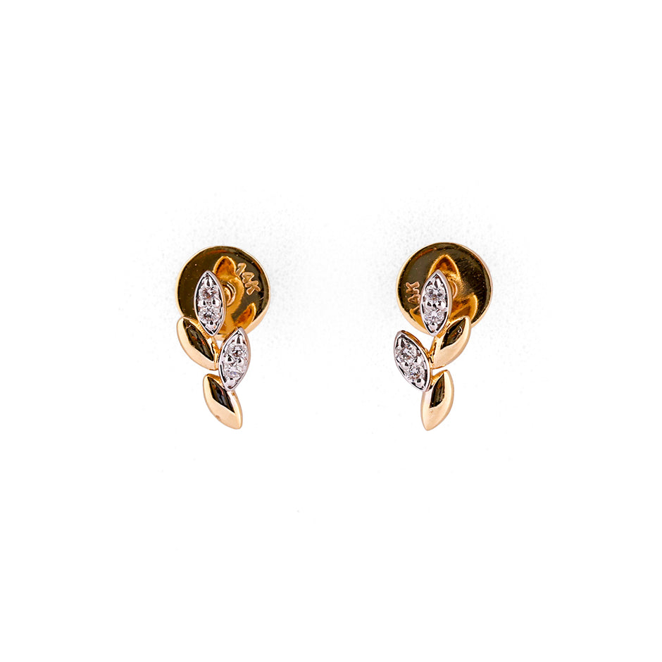Ivella Vine Sculpted Leaf Diamond Ear Climber Earrings