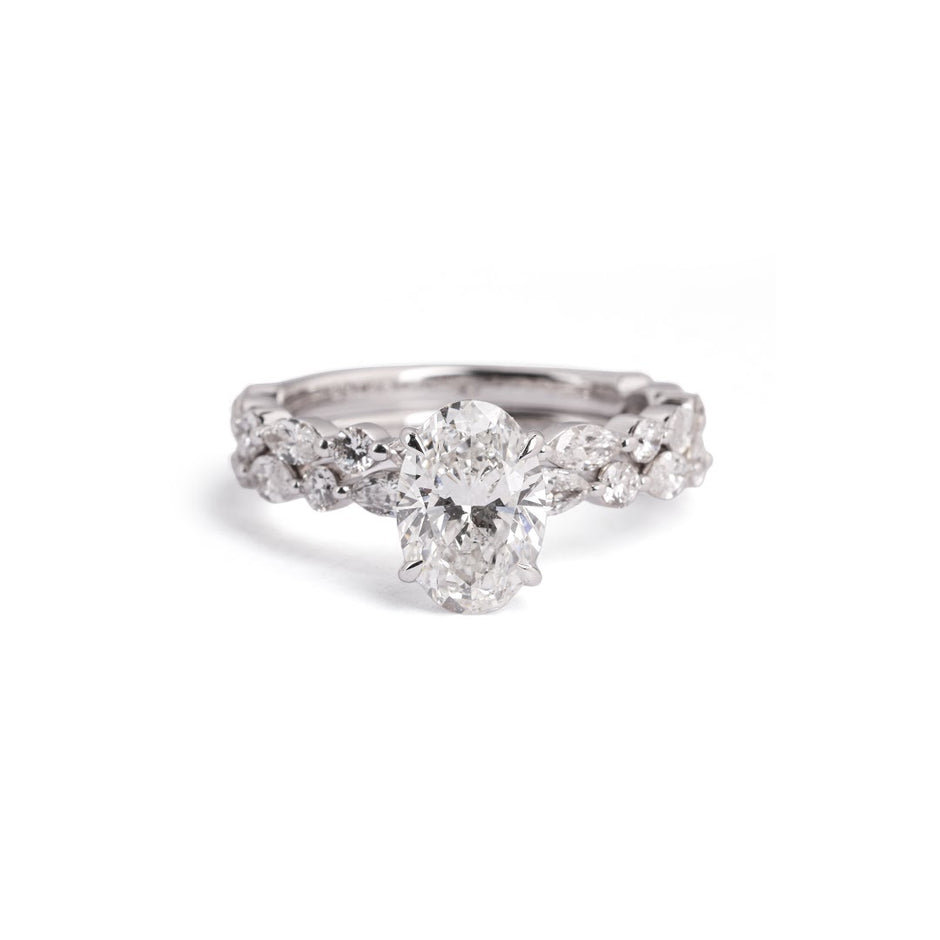 Oval Contour Lab-Grown Diamond Ring Set - stacked view