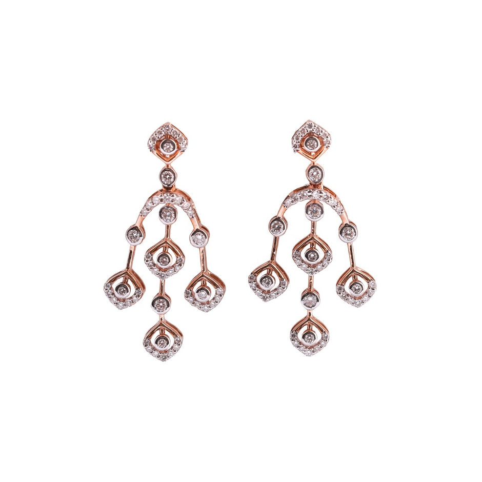 Lunara Nocturne Geometric Bezel Cascade Diamond Chandelier Earrings