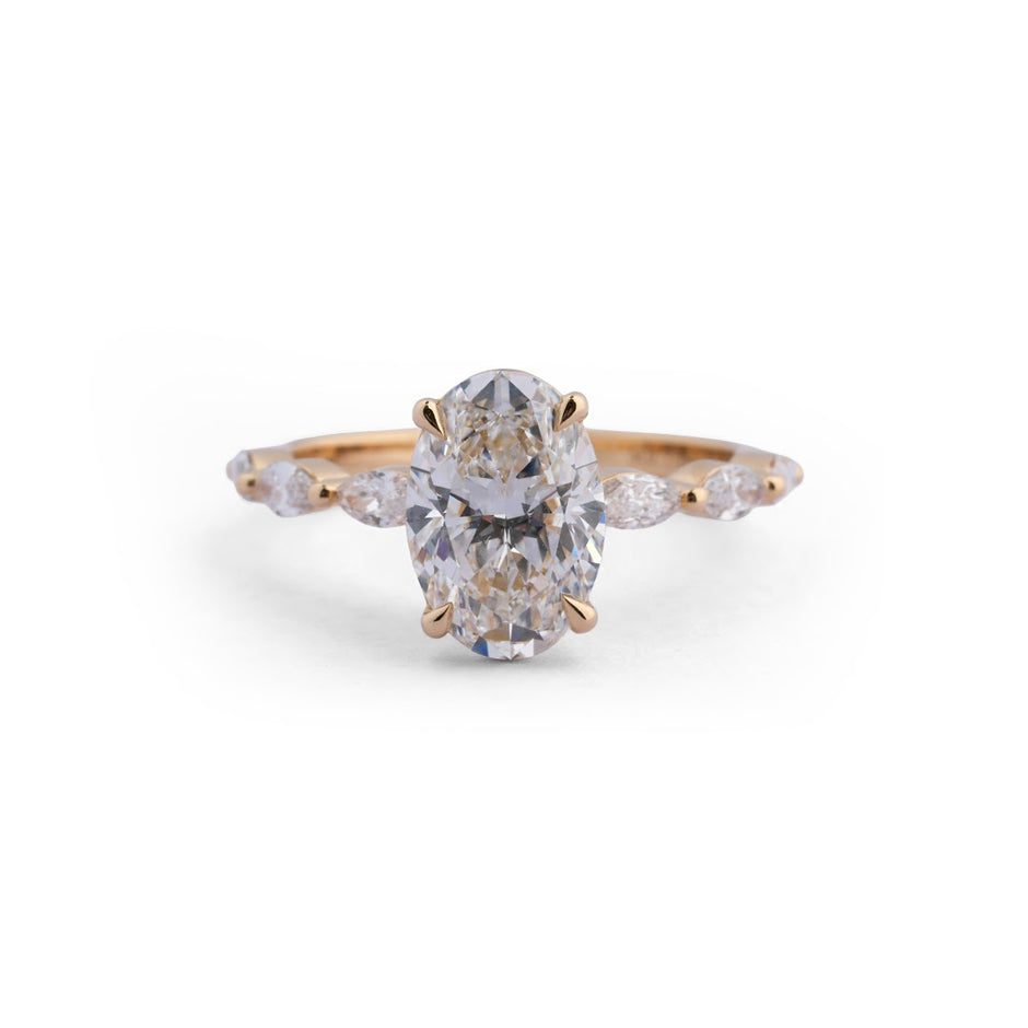 Oval Marquise Shoulder Lab-Grown Diamond Ring - front view