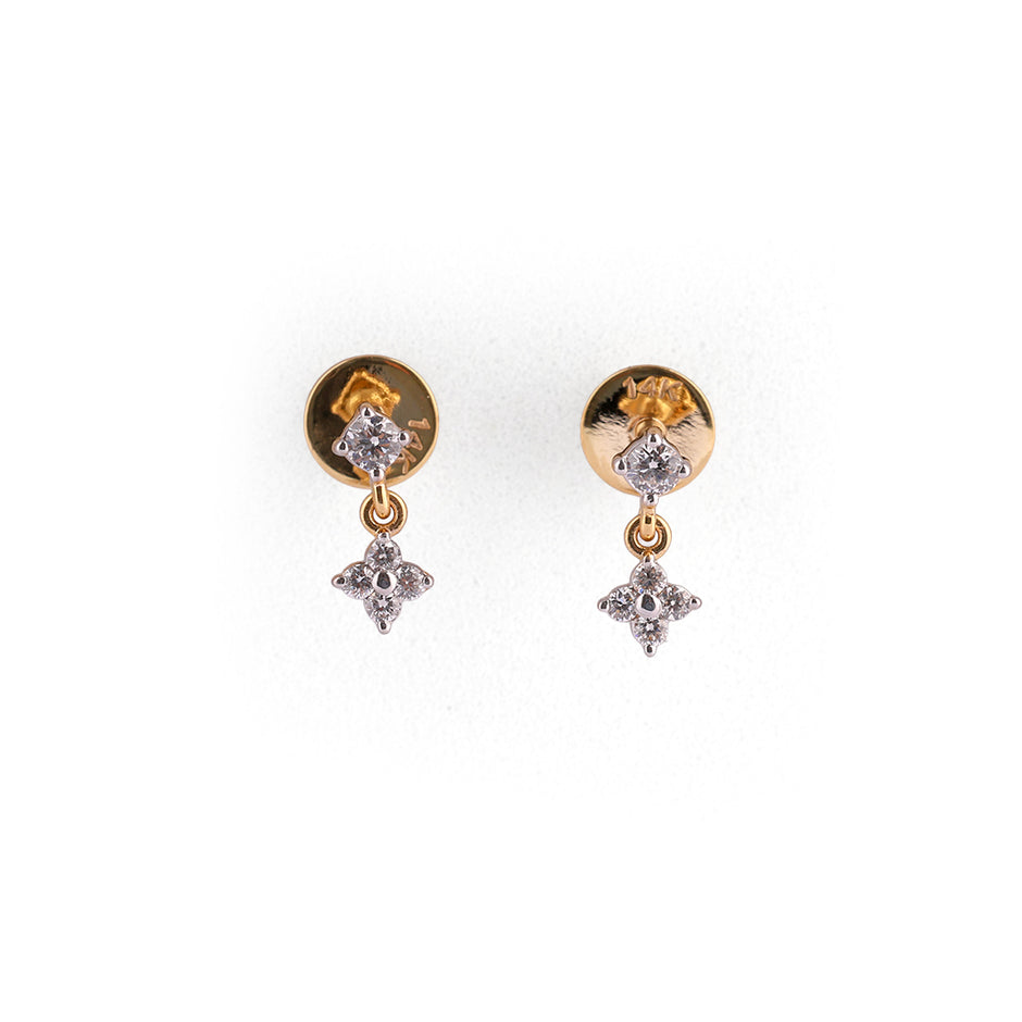 Stelline Aura Solitaire & Floral Starburst Diamond Drop Earrings