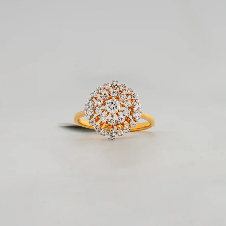 Rosette Floral Cluster Diamond Ring — front view