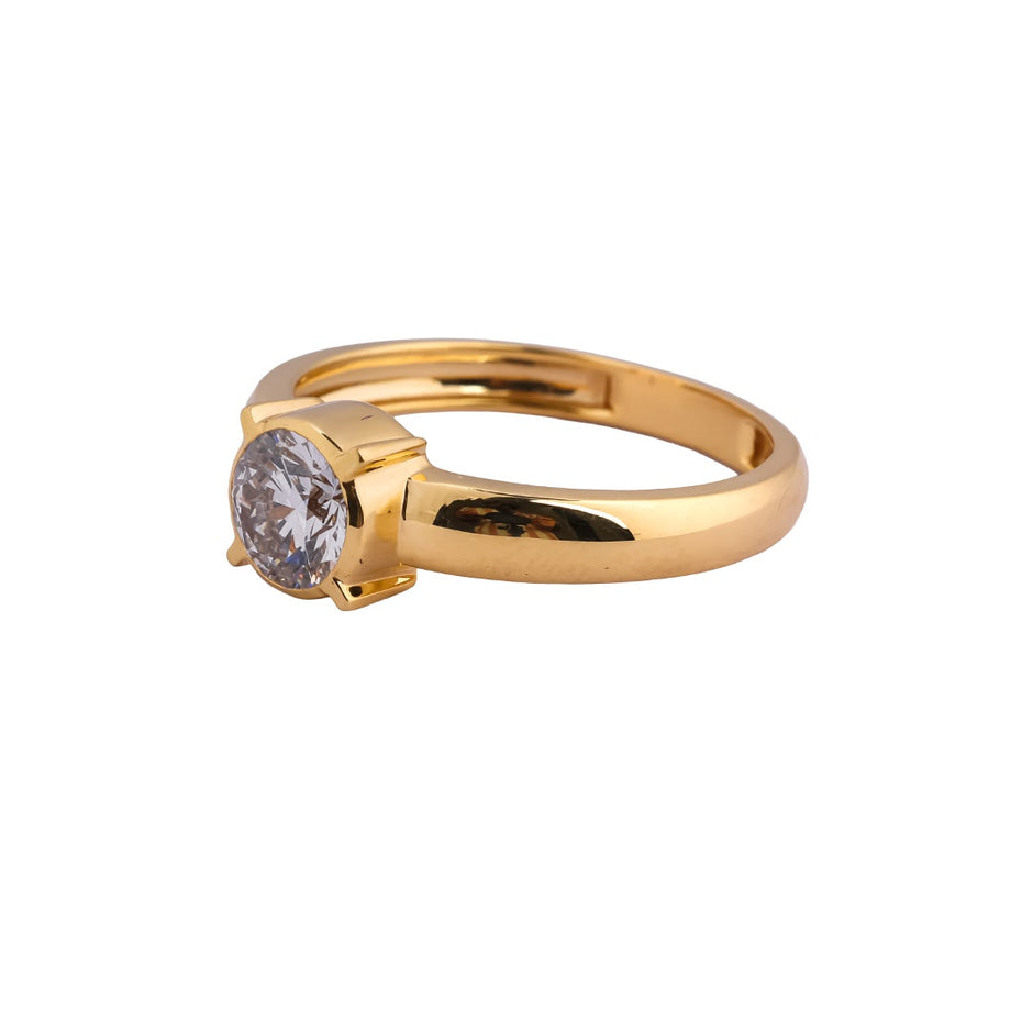 Classic Round Semi-Bezel Solitaire Ring — view 2