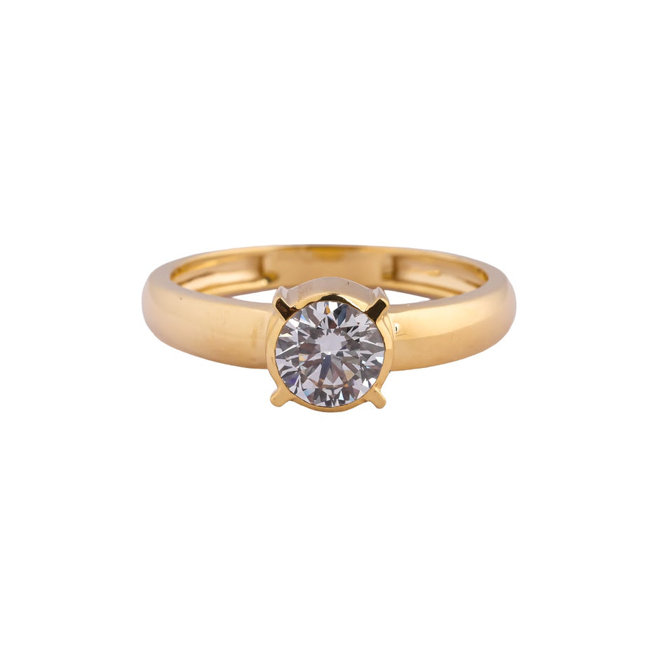 Classic Round Semi-Bezel Solitaire Ring — view 1