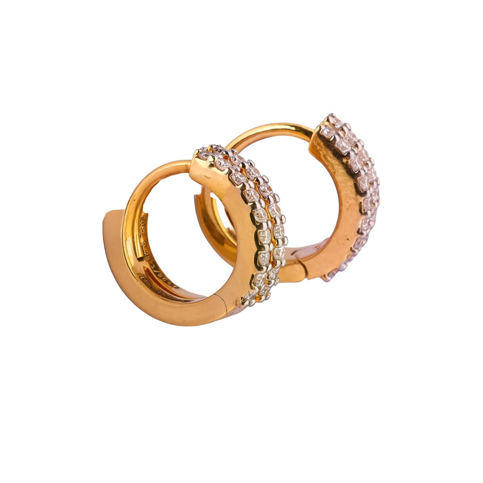 Aurelle Luxe Double Row Pavé Diamond Huggie Earrings