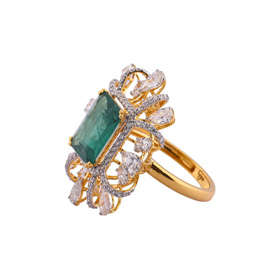 Verdant Empress Colourstone Floral Cocktail Ring — view 2