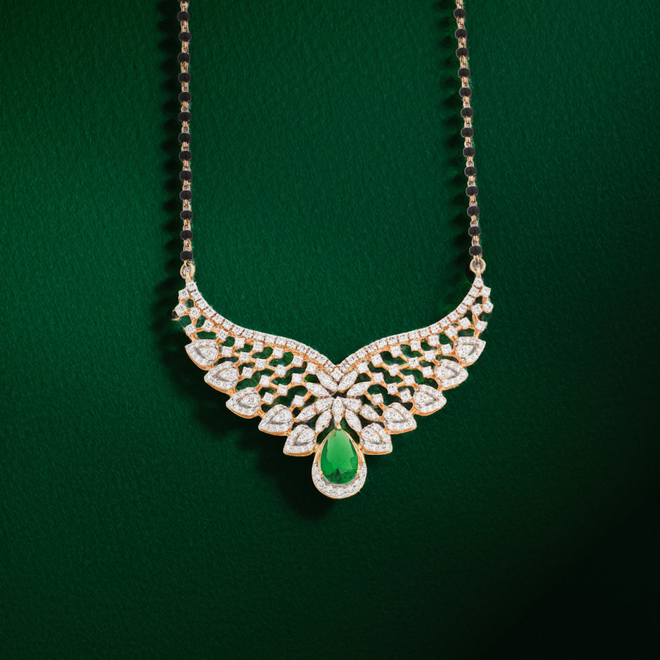 1.68 Carat Lab-Grown Diamond Mangalsutra with Black Beads and Colour Stones for Women - view 2