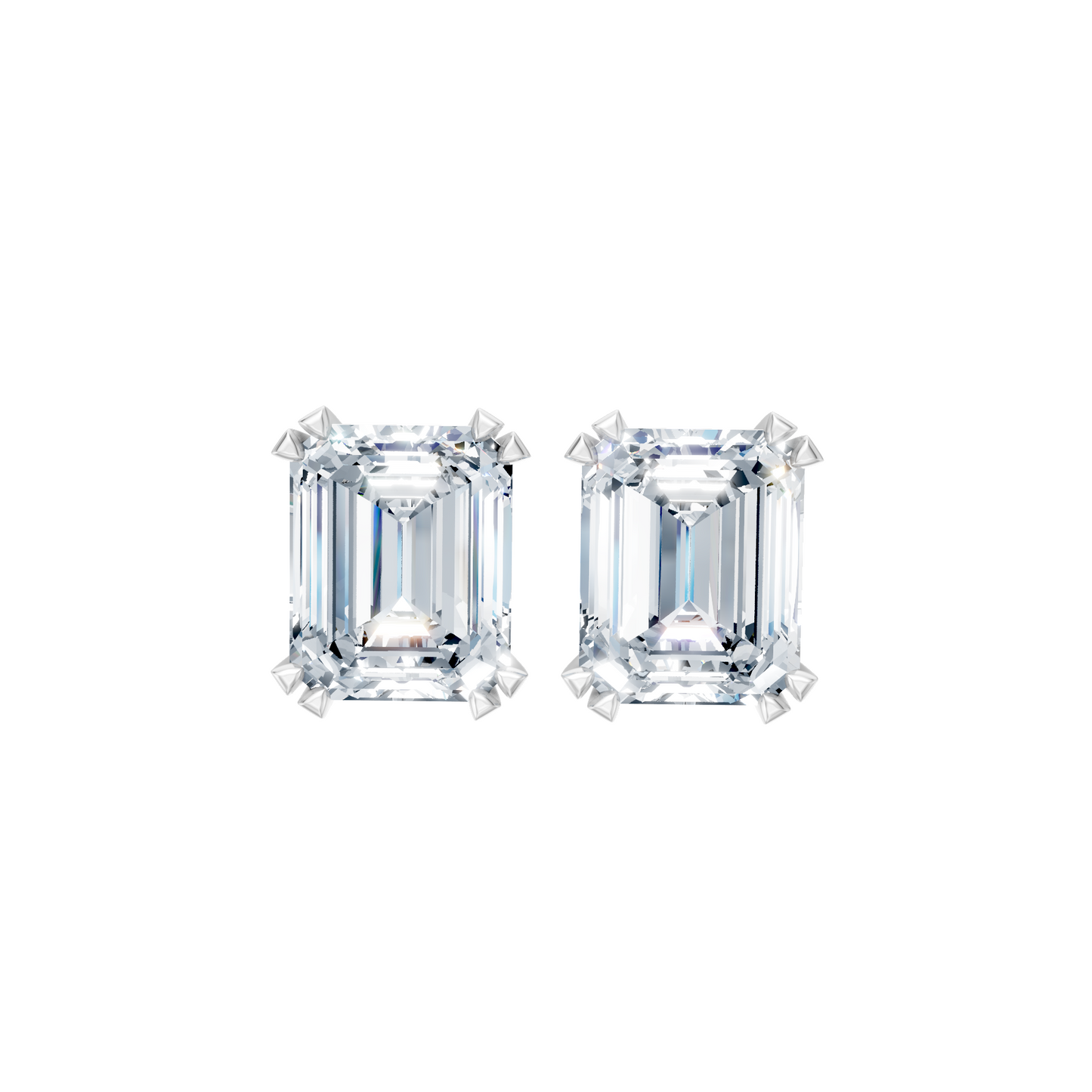 Forever Sparkle Timeless Emerald-Cut Lab Diamond Stud Earrings