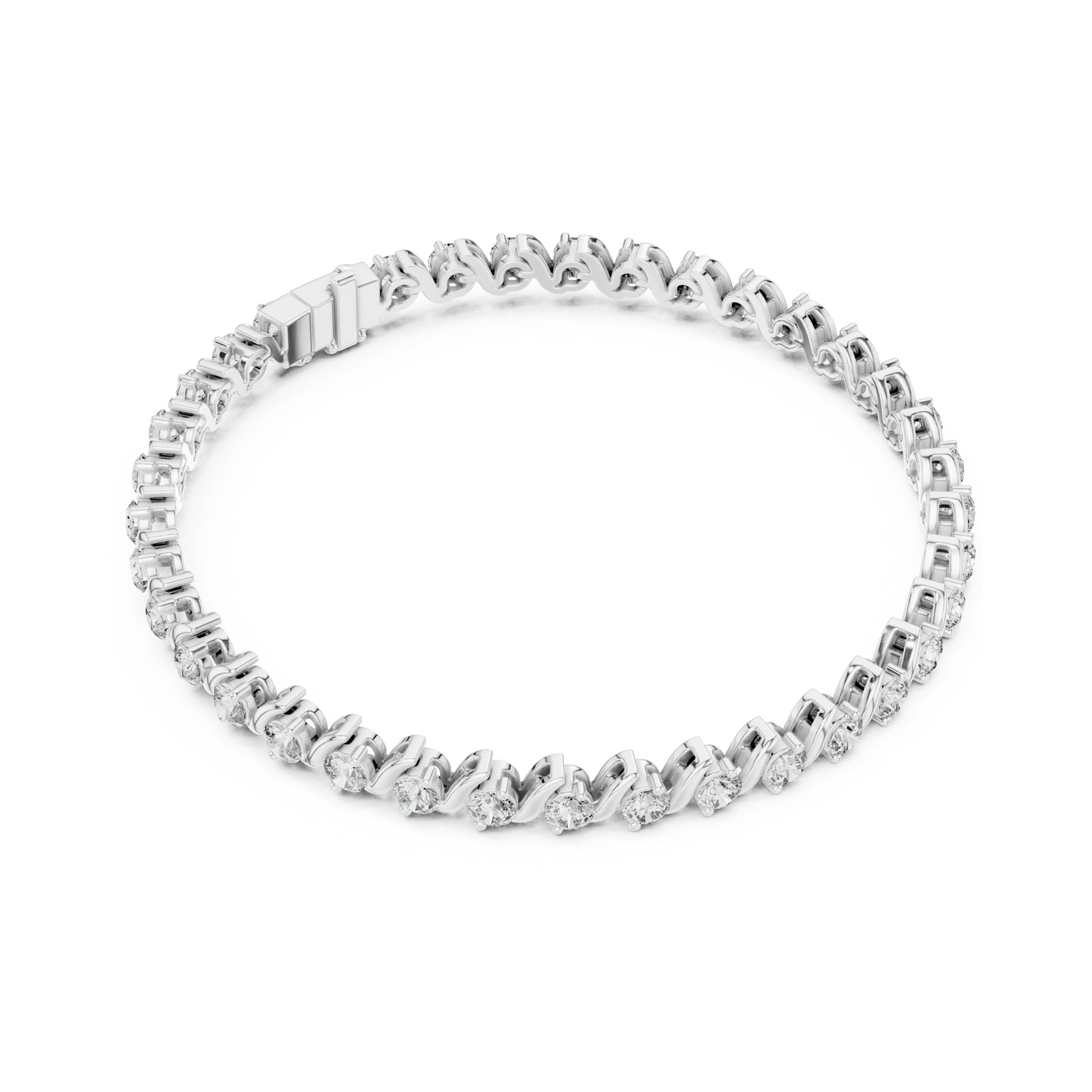 Twist of Artistic Charm Round Lab Diamond Tennis Bracelet For Women Workwear