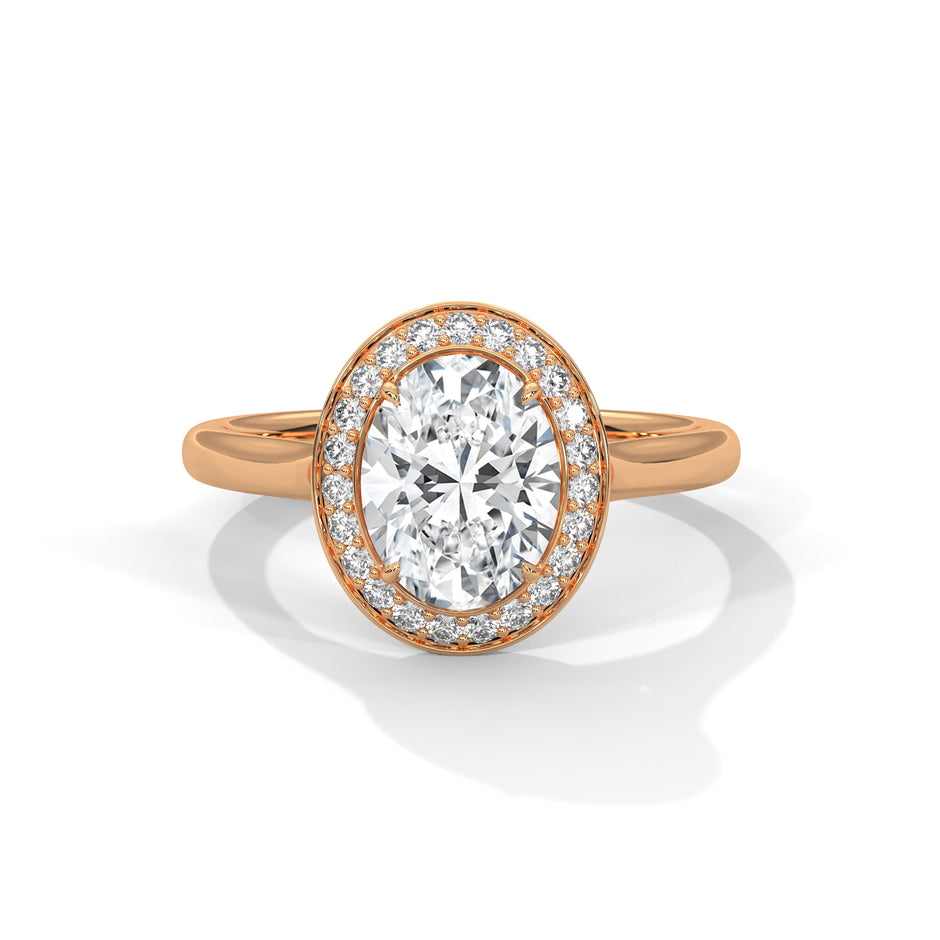 2 Carat Oval Cut Solitaire Lab Diamond Halo Engagement Ring – view 2