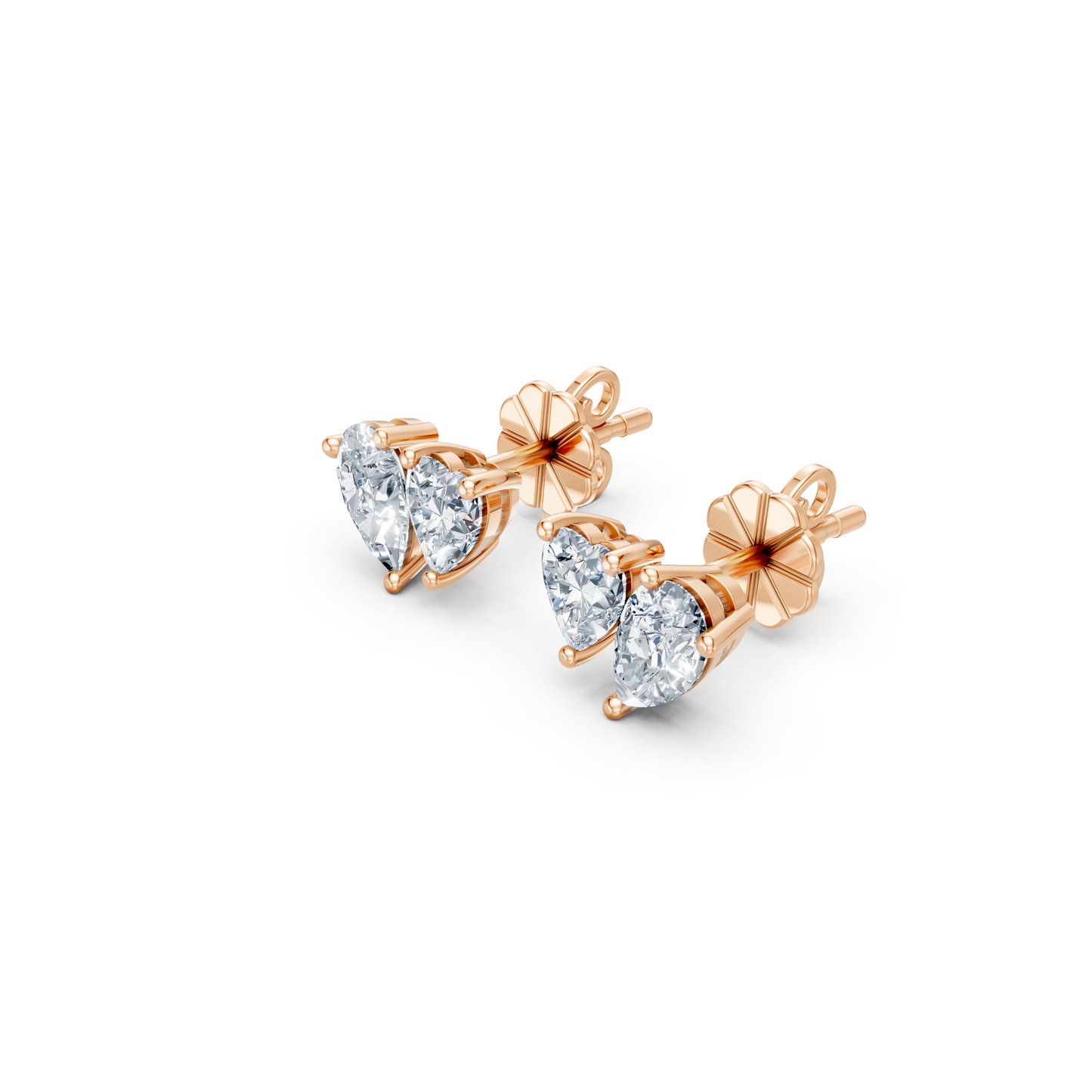 Heart & Pear Shaped Coupled Lab Diamond Studs Earring