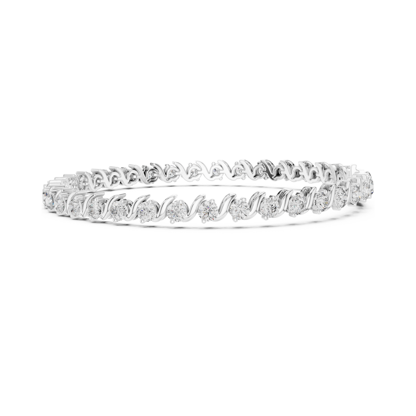 Twist of Artistic Charm Round Lab Diamond Tennis Bracelet For Women Workwear