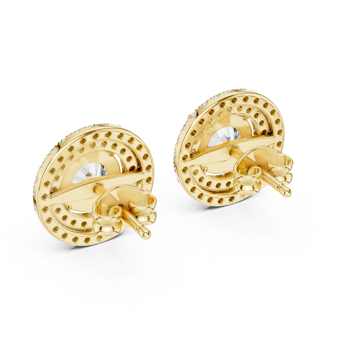 Glamorous Halo Round Lab Diamond Stud Earrings – Premium Double Halo Style for Women