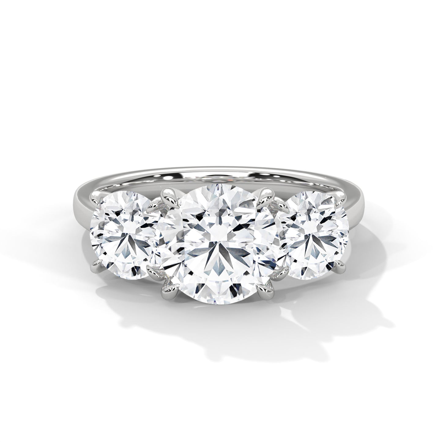 Three Stone 3.6 Carat Round Lab Diamond Engagement Ring For Women