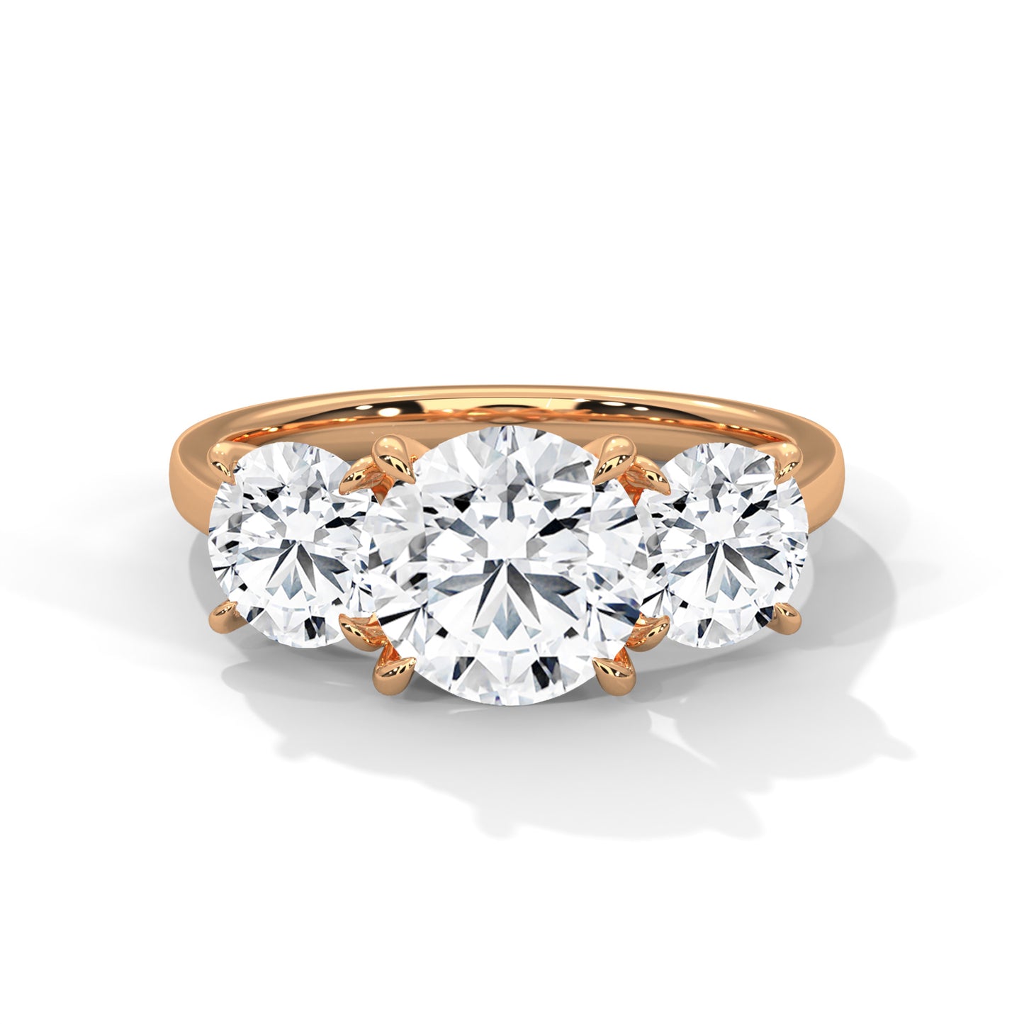 Three Stone 3.6 Carat Round Lab Diamond Engagement Ring For Women