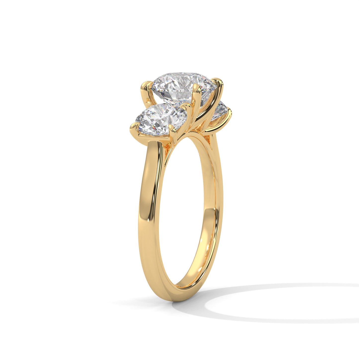Three Stone 3.6 Carat Round Lab Diamond Engagement Ring For Women