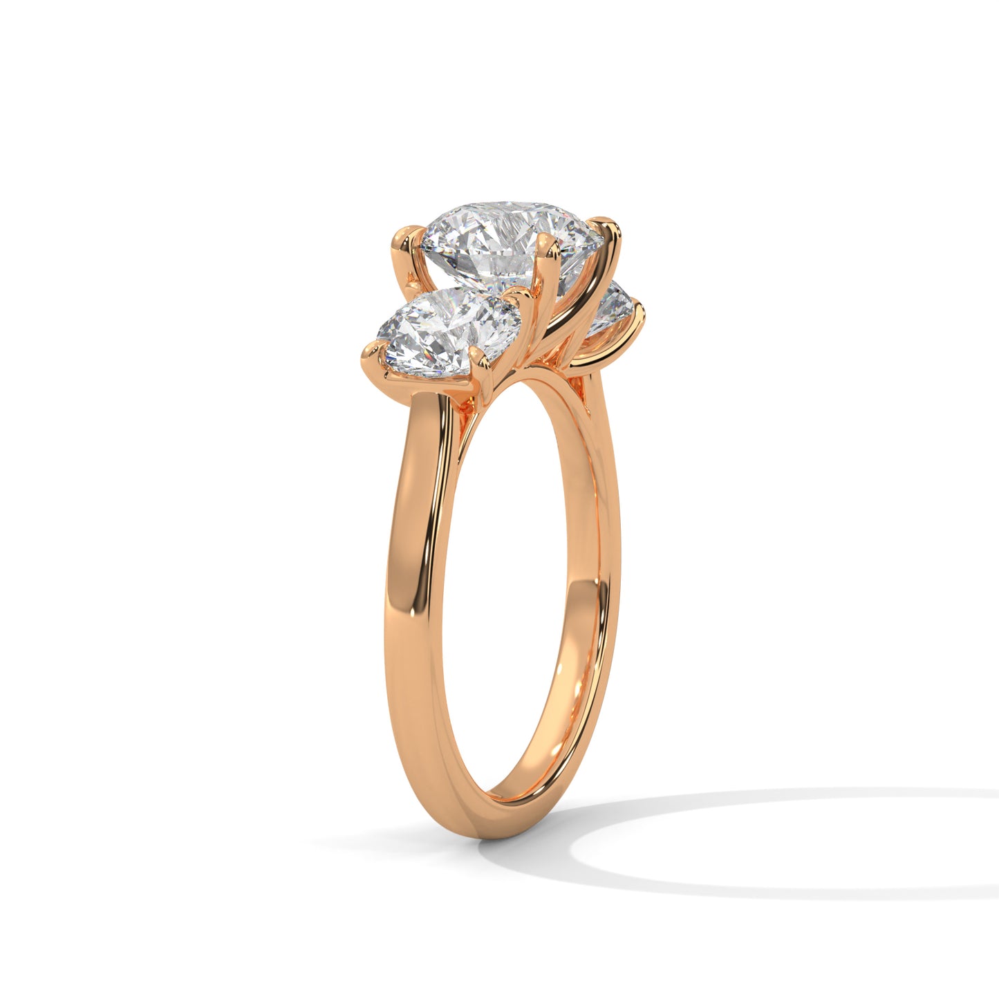 Three Stone 3.6 Carat Round Lab Diamond Engagement Ring For Women