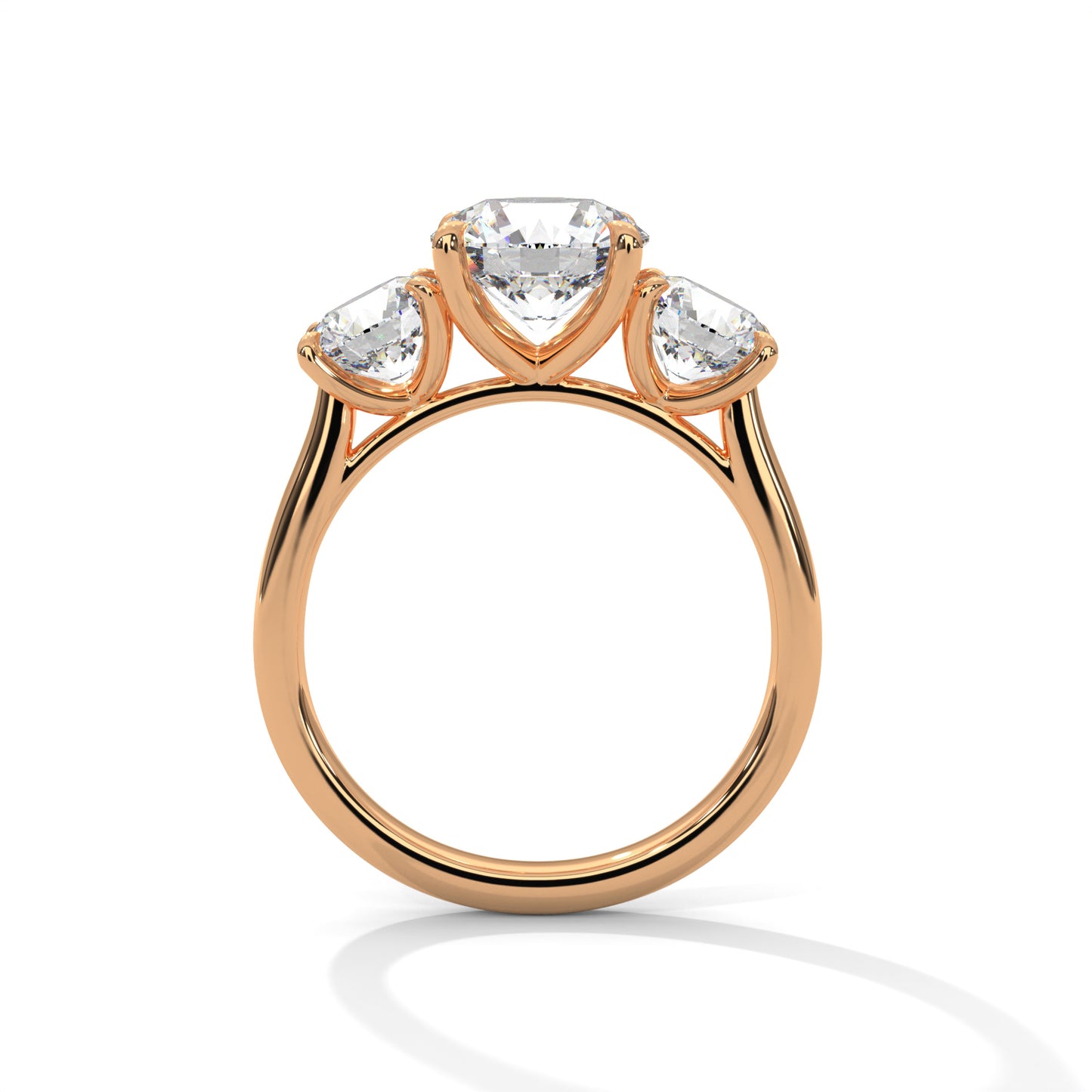 Three Stone 3.6 Carat Round Lab Diamond Engagement Ring For Women
