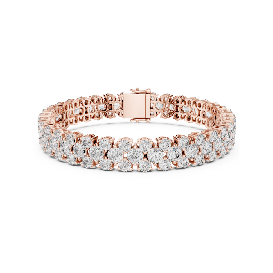 Diva's Desire Elite Lab Diamond Three Layer Round Cut Brilliance Bracelet