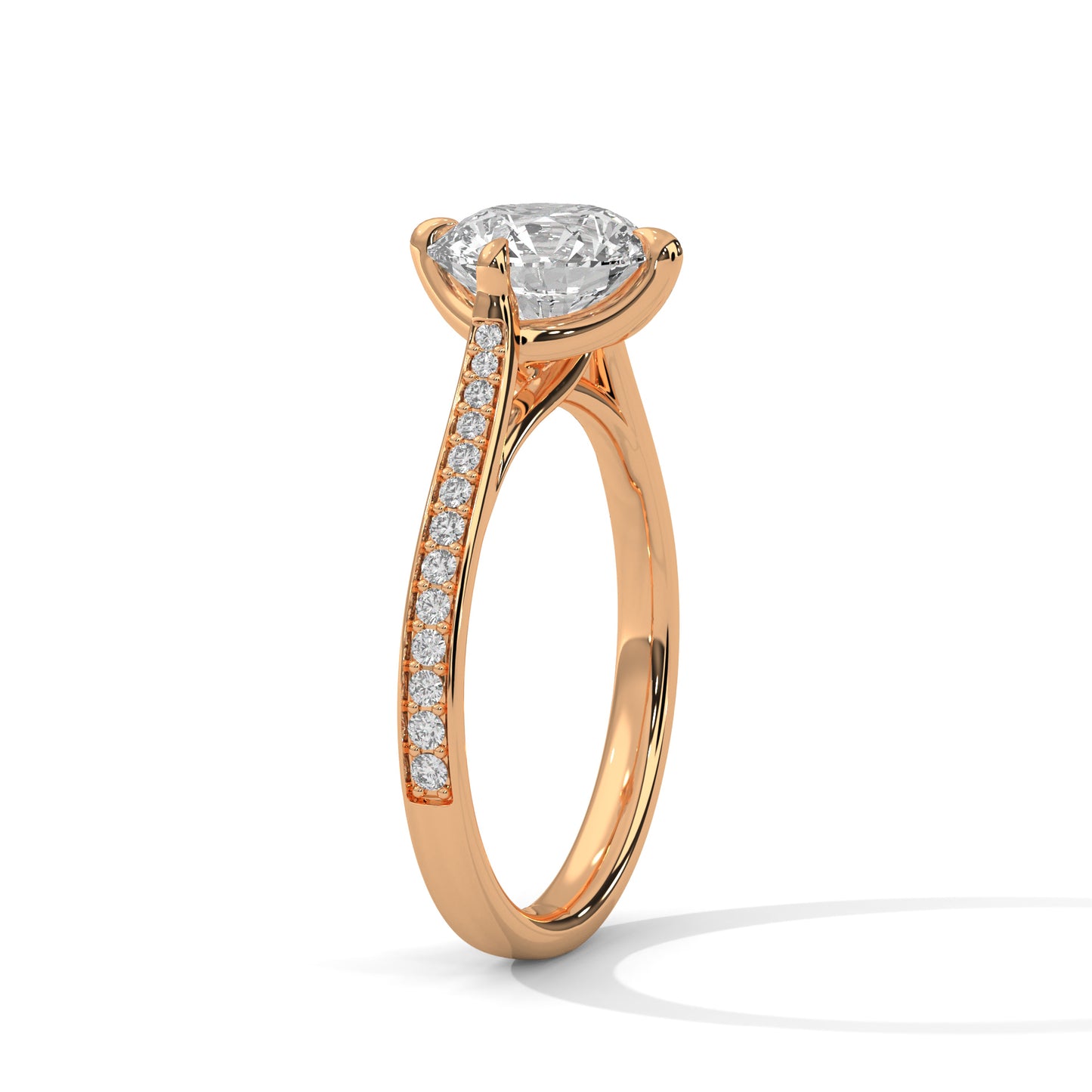 Solitaire 2 Carat Round Lab Diamond with Side Accents Engagement Ring