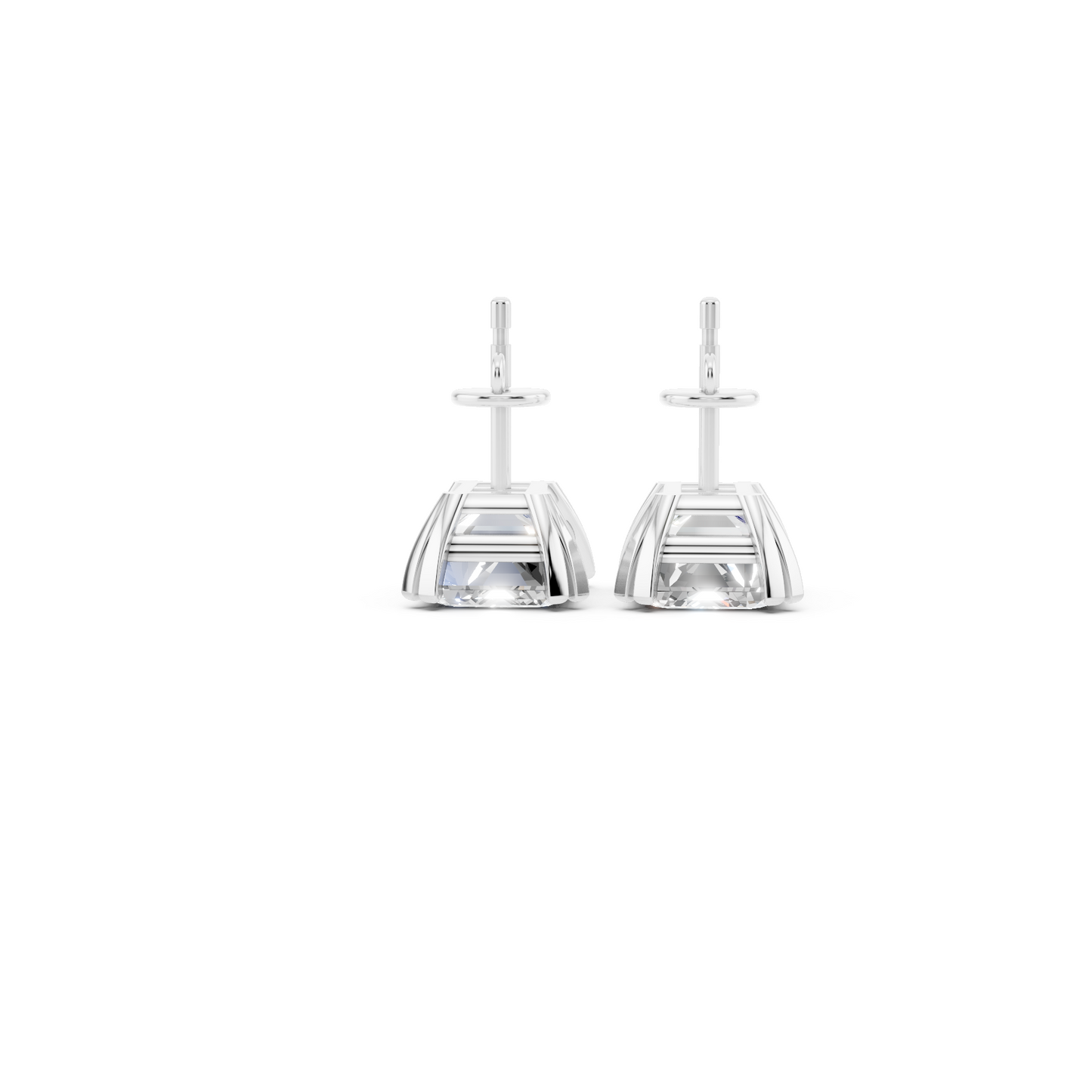 Forever Sparkle Timeless Emerald-Cut Lab Diamond Stud Earrings