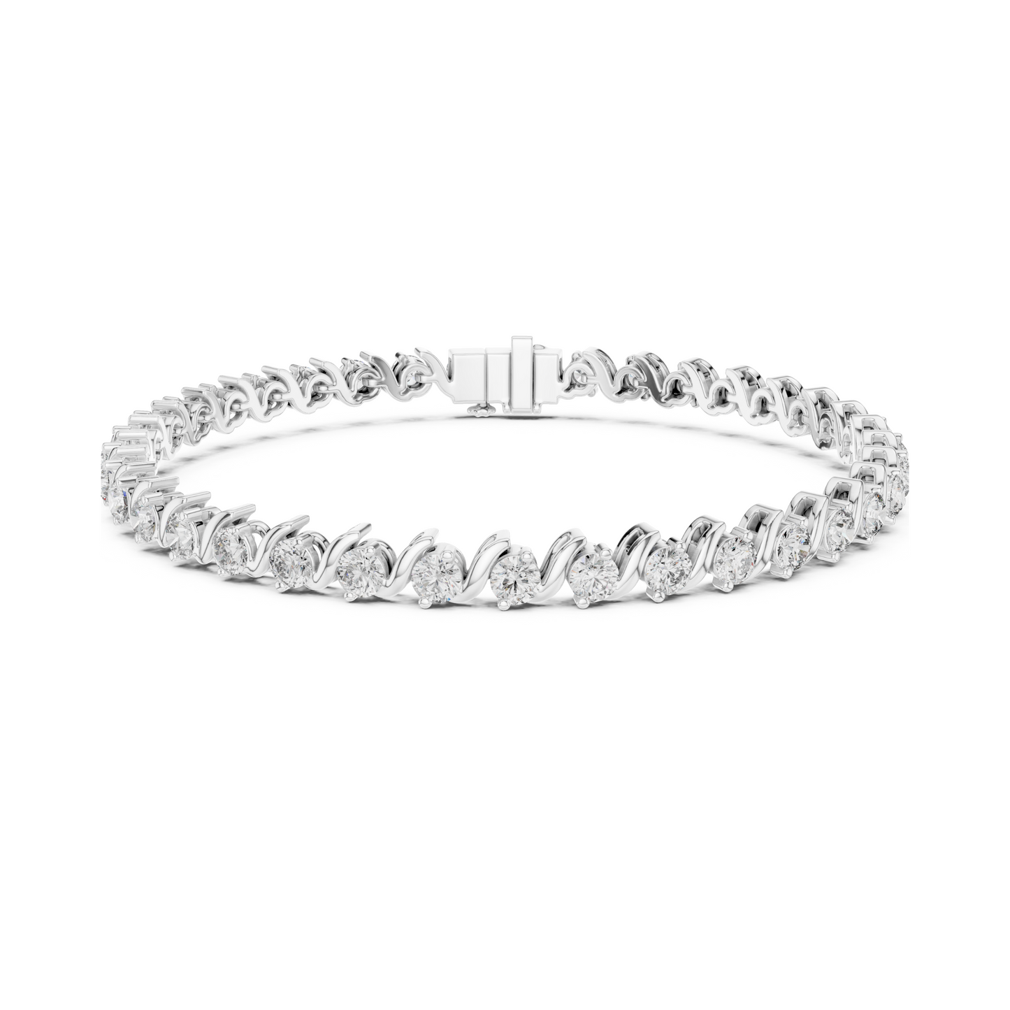 Twist of Artistic Charm Round Lab Diamond Tennis Bracelet For Women Workwear