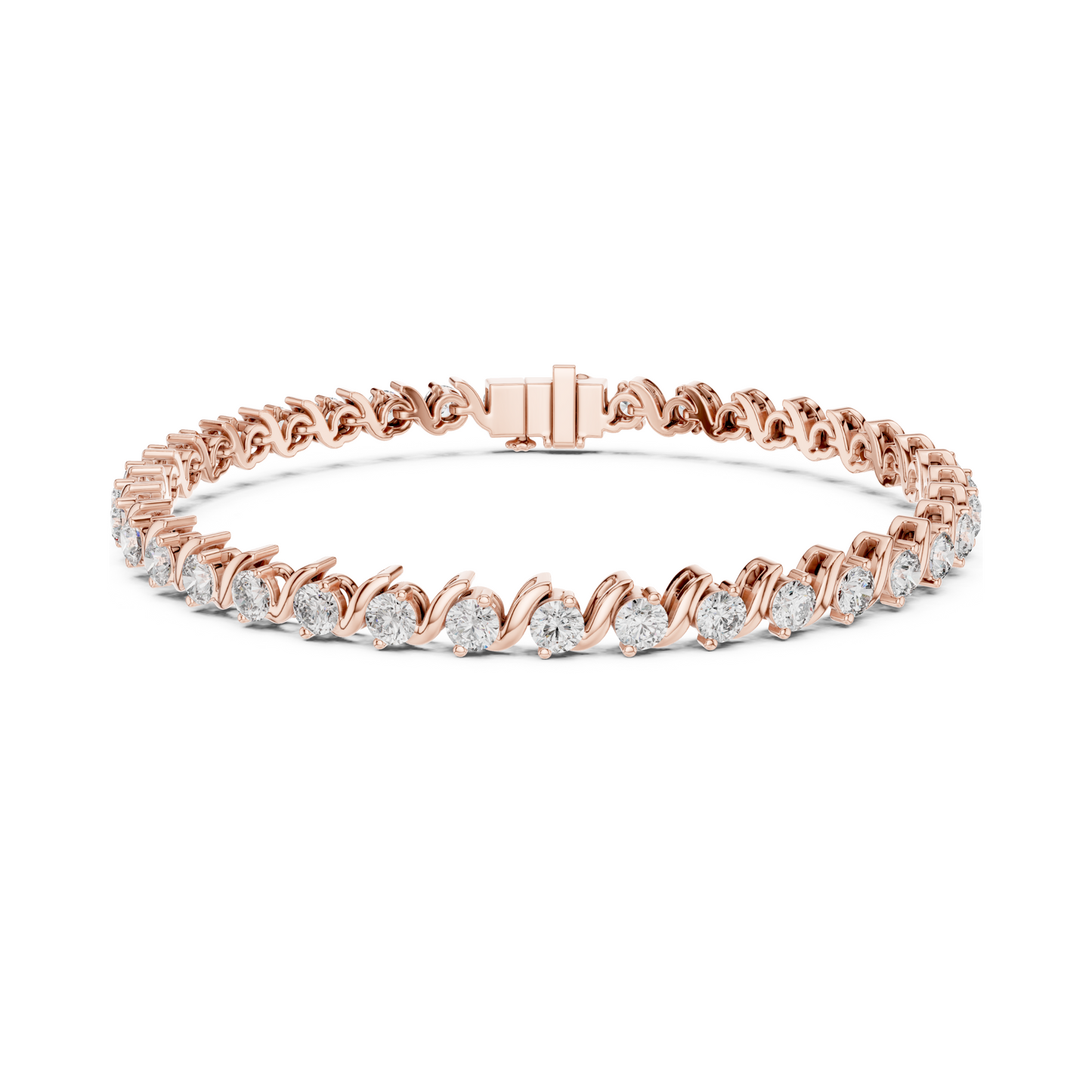 Twist of Artistic Charm Round Lab Diamond Tennis Bracelet For Women Workwear