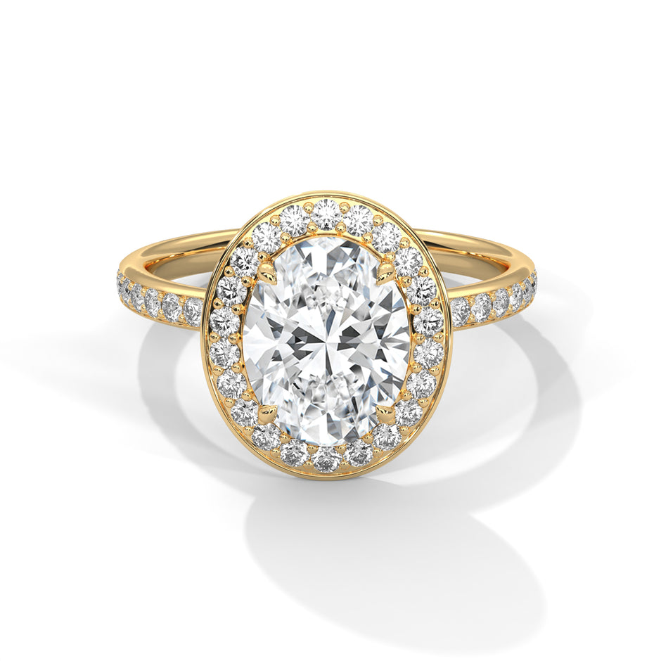 Oval Cut Classic Halo Engagement Ring For Women in 2 Carat Lab Diamond