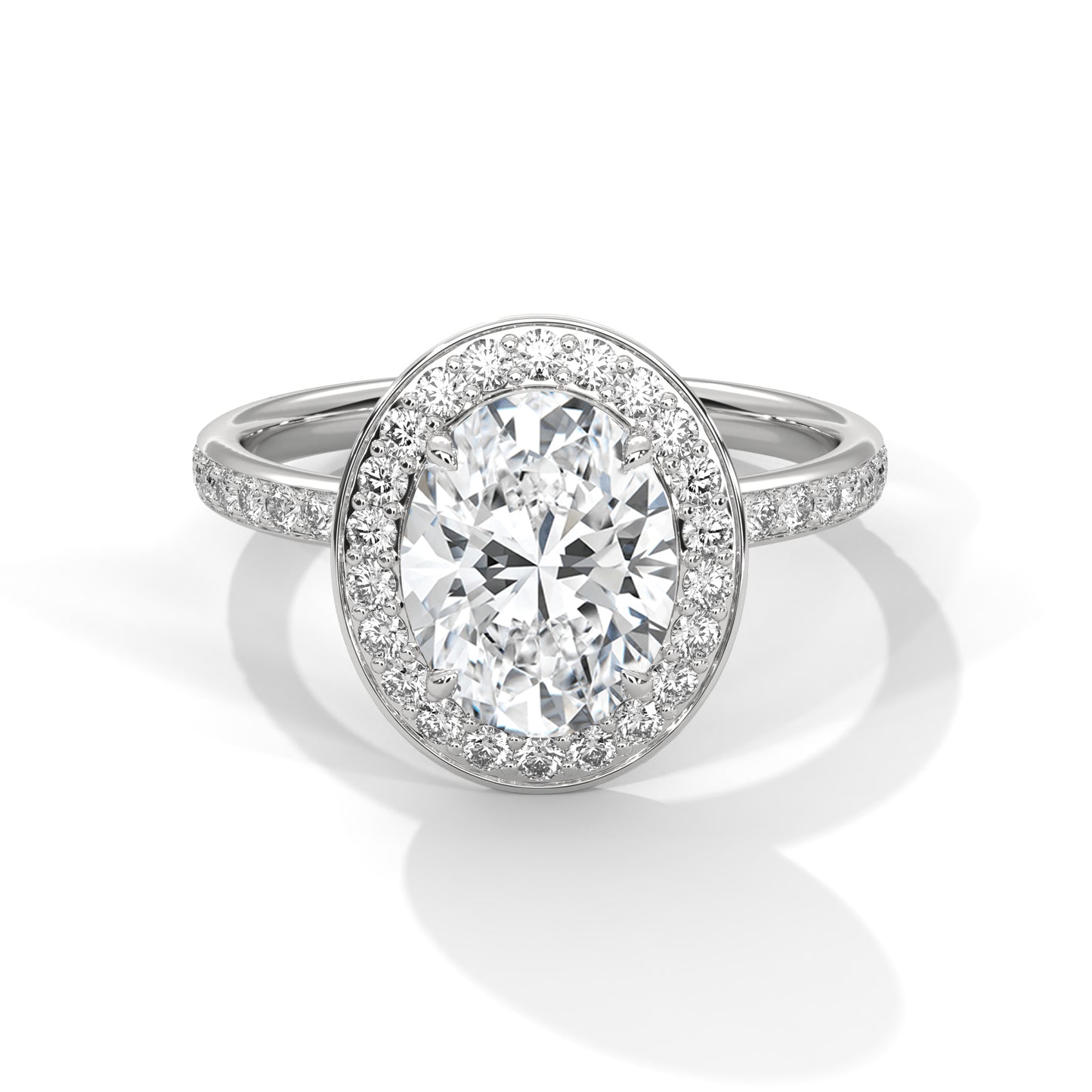 Oval Cut Classic Halo Engagement Ring For Women in 2 Carat Lab Diamond
