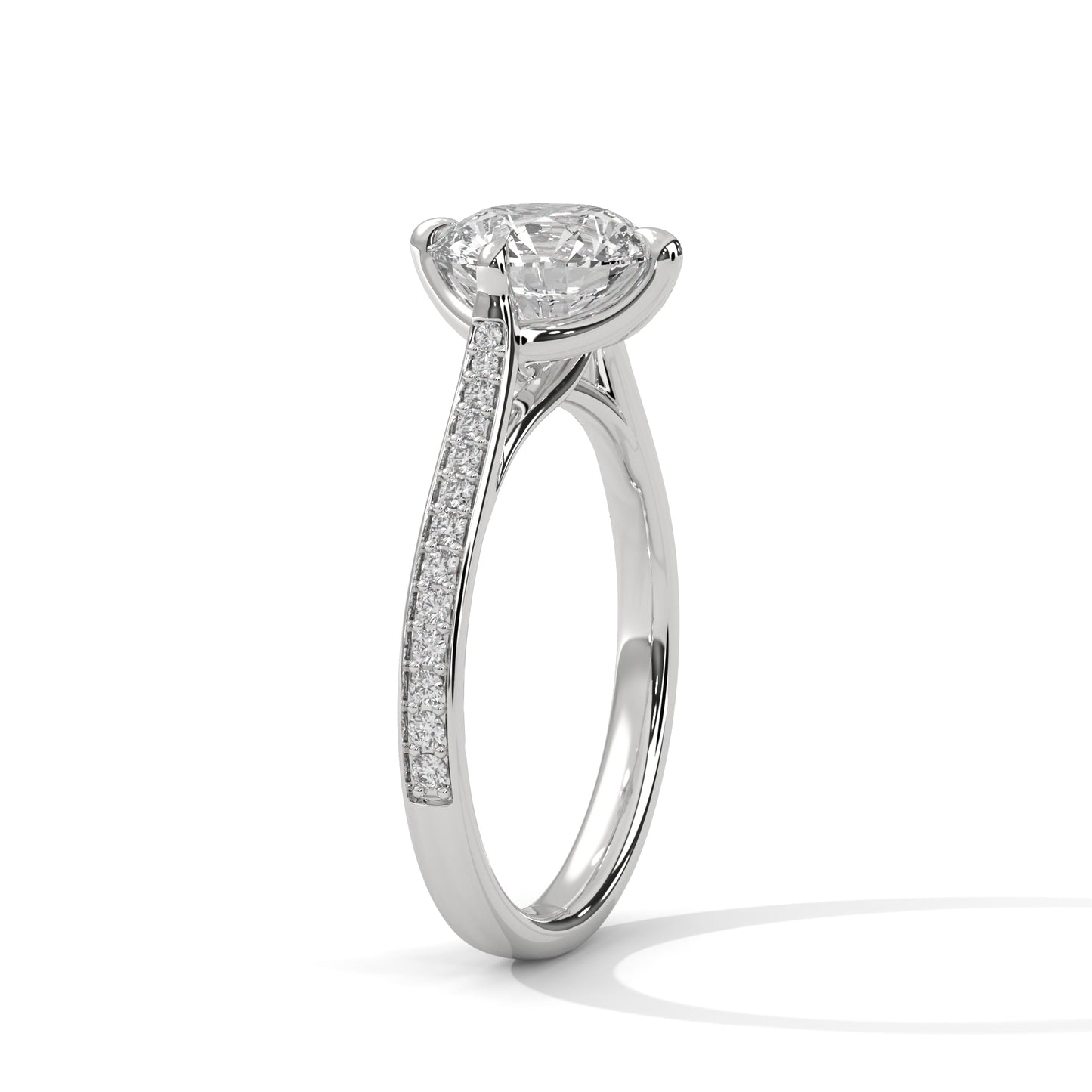 Solitaire 2 Carat Round Lab Diamond with Side Accents Engagement Ring