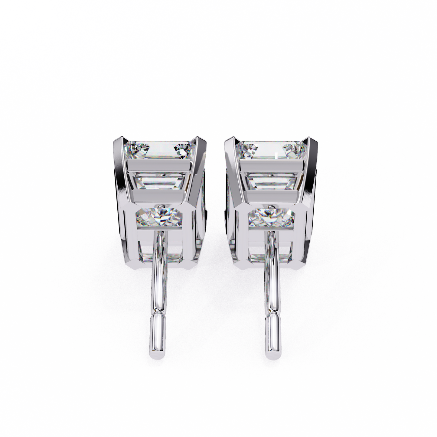 1.2 Carat Emerald Shape Lab Diamonds Stud Earrings For Women