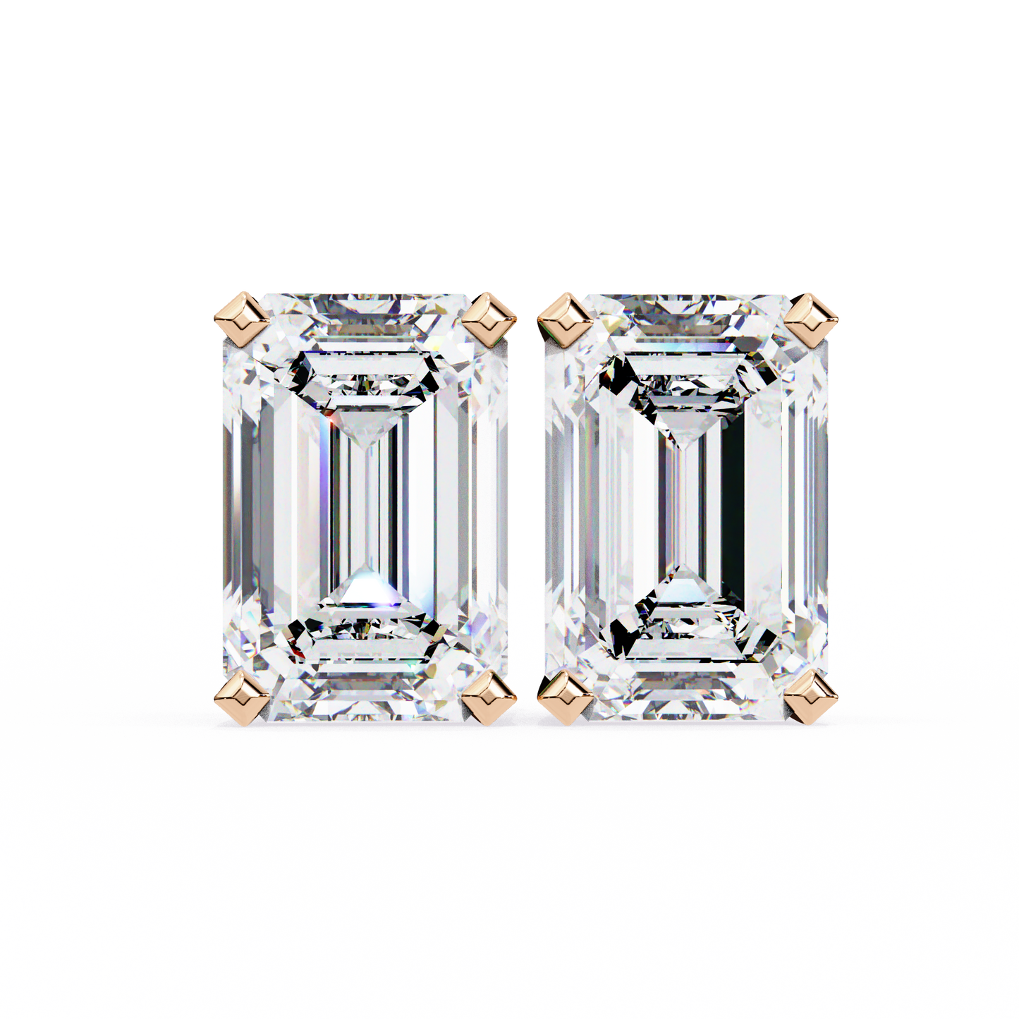 1.2 Carat Emerald Shape Lab Diamonds Stud Earrings For Women