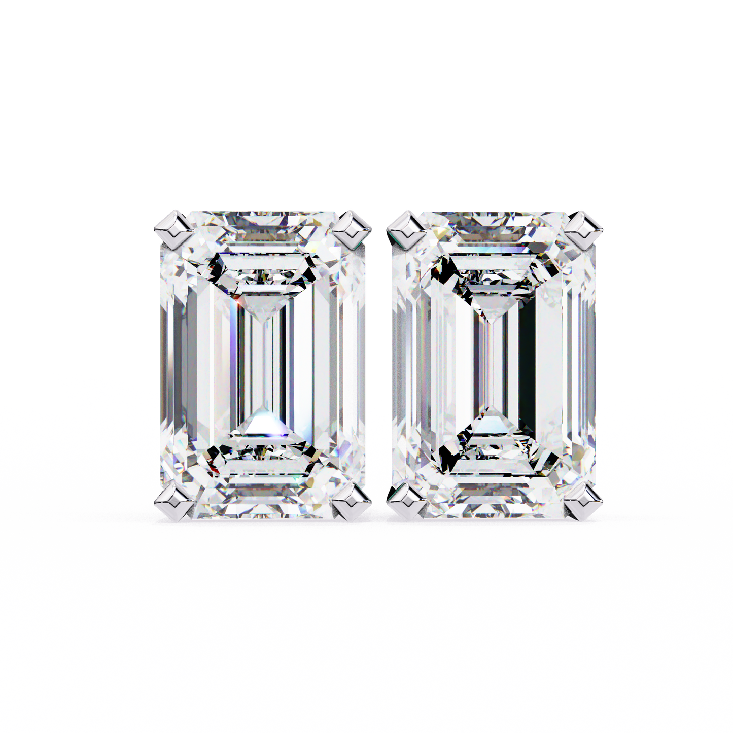 1.2 Carat Emerald Shape Lab Diamonds Stud Earrings For Women