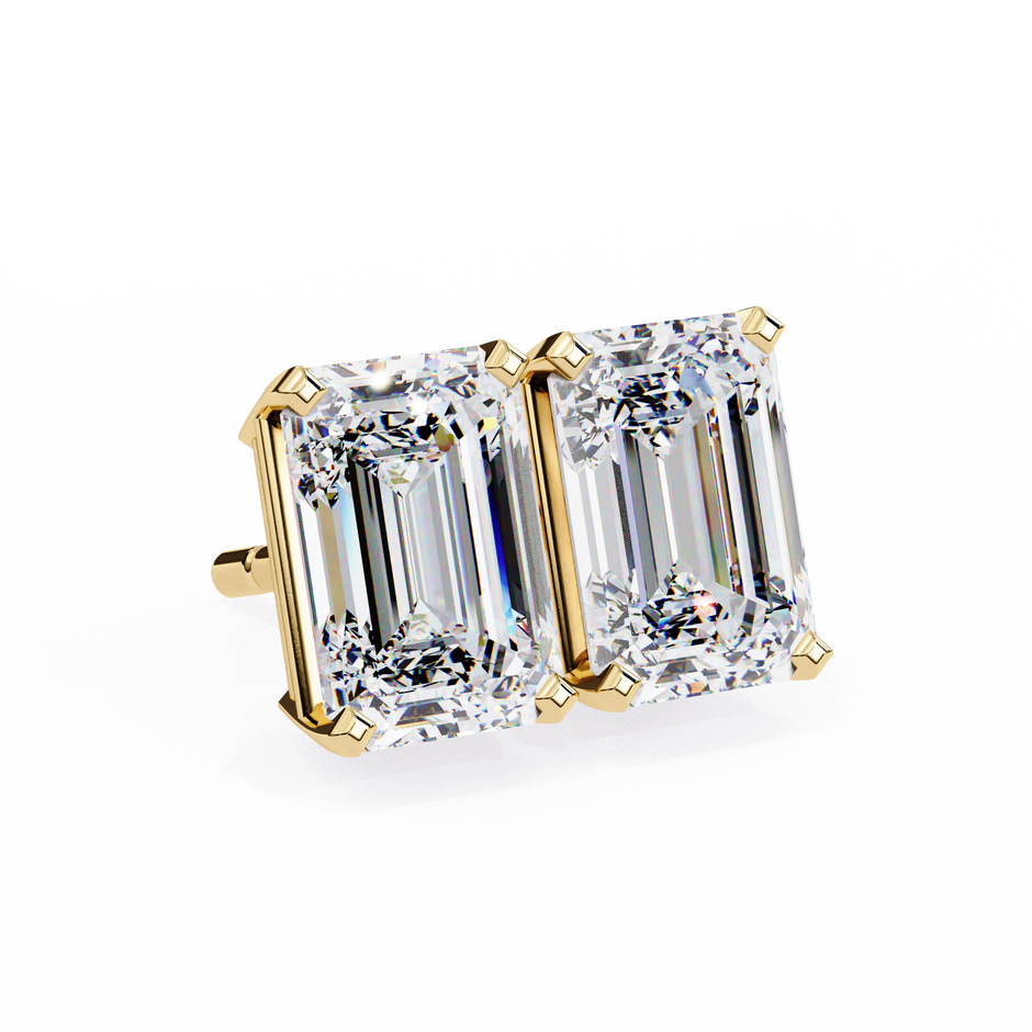 1.2 Carat Emerald Shape Lab Diamonds Stud Earrings For Women