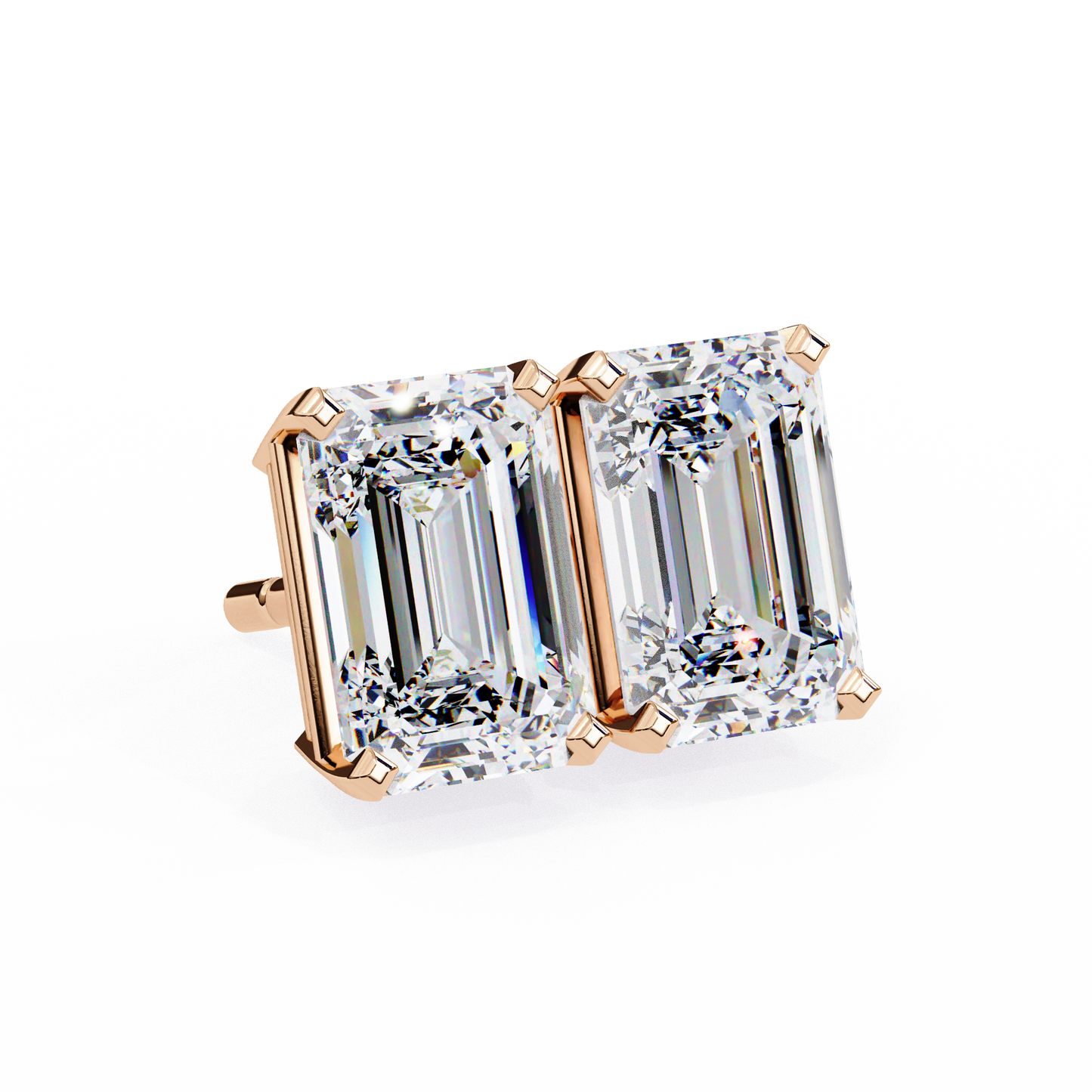 1.2 Carat Emerald Shape Lab Diamonds Stud Earrings For Women