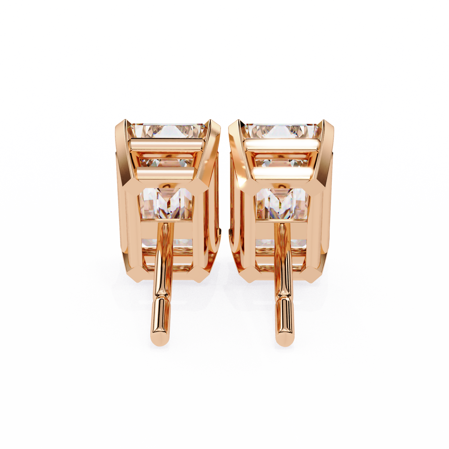 1.2 Carat Emerald Shape Lab Diamonds Stud Earrings For Women