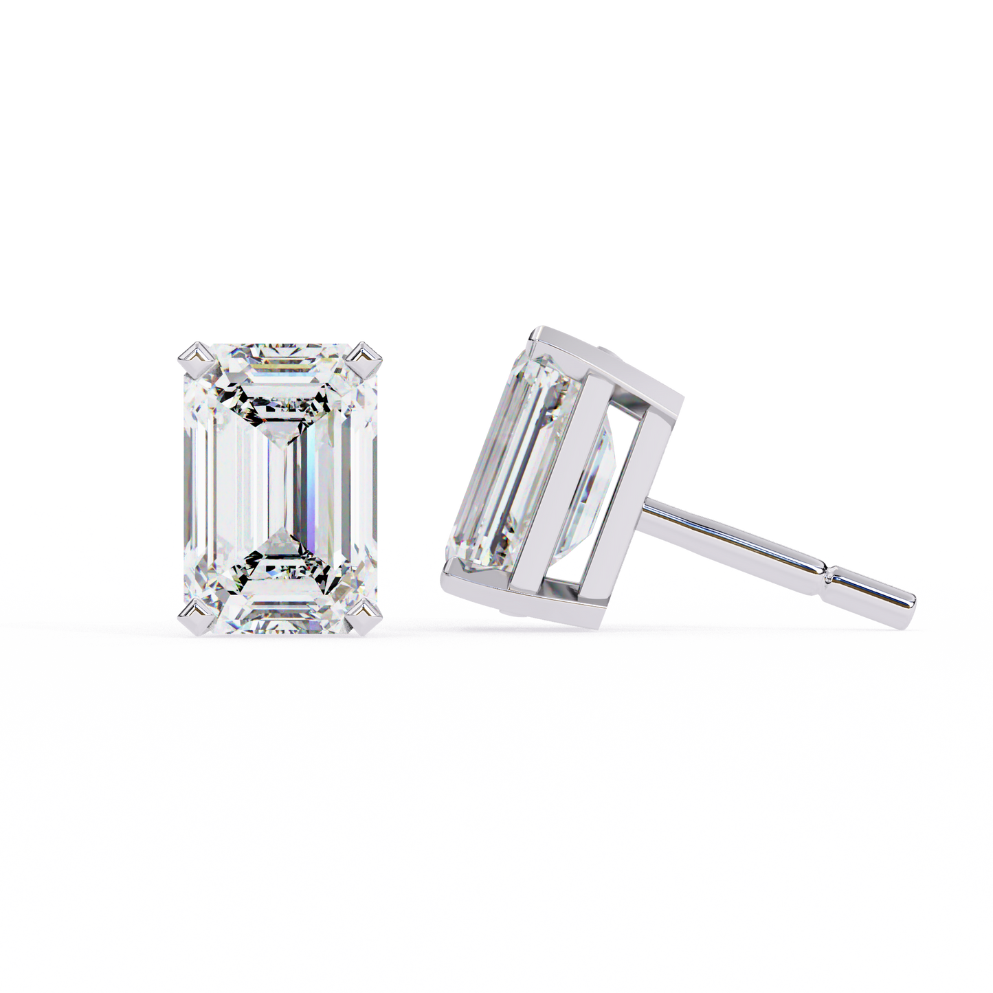 1.2 Carat Emerald Shape Lab Diamonds Stud Earrings For Women