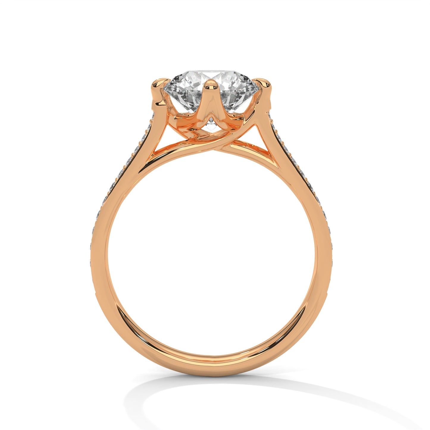 Solitaire 2 Carat Round Lab Diamond with Side Accents Engagement Ring
