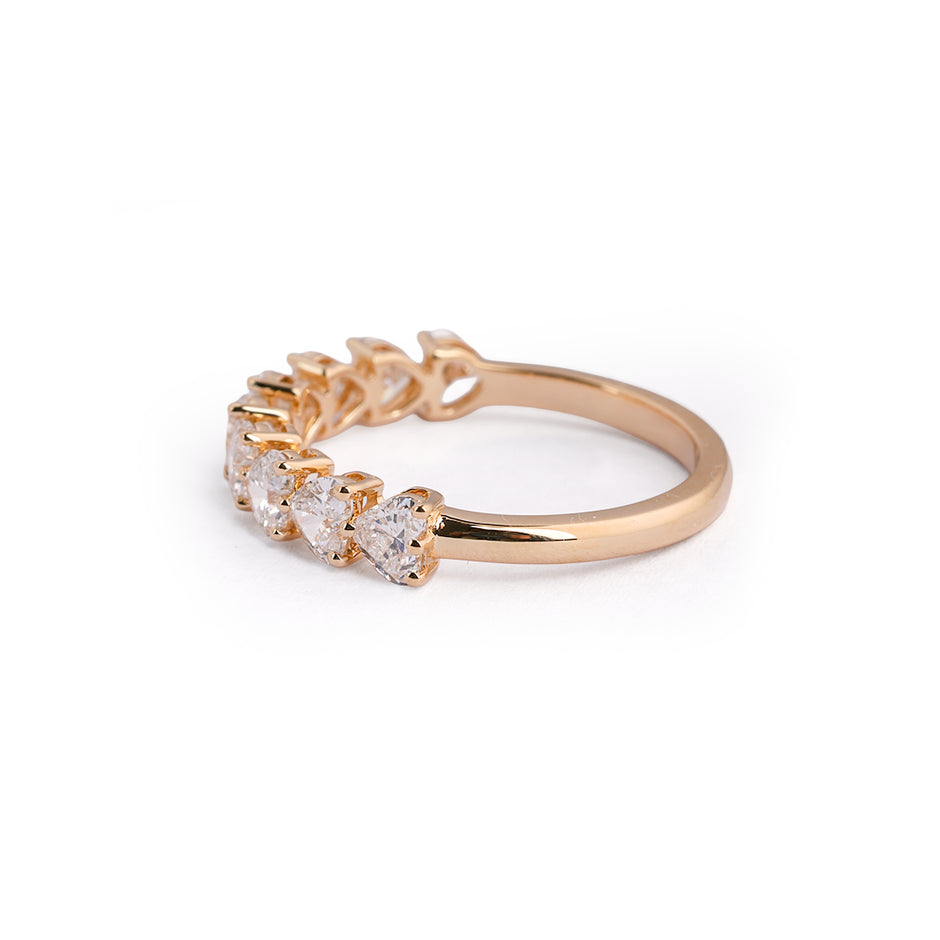Alternating heart lab-grown diamond half-eternity ring - design VLR-1713