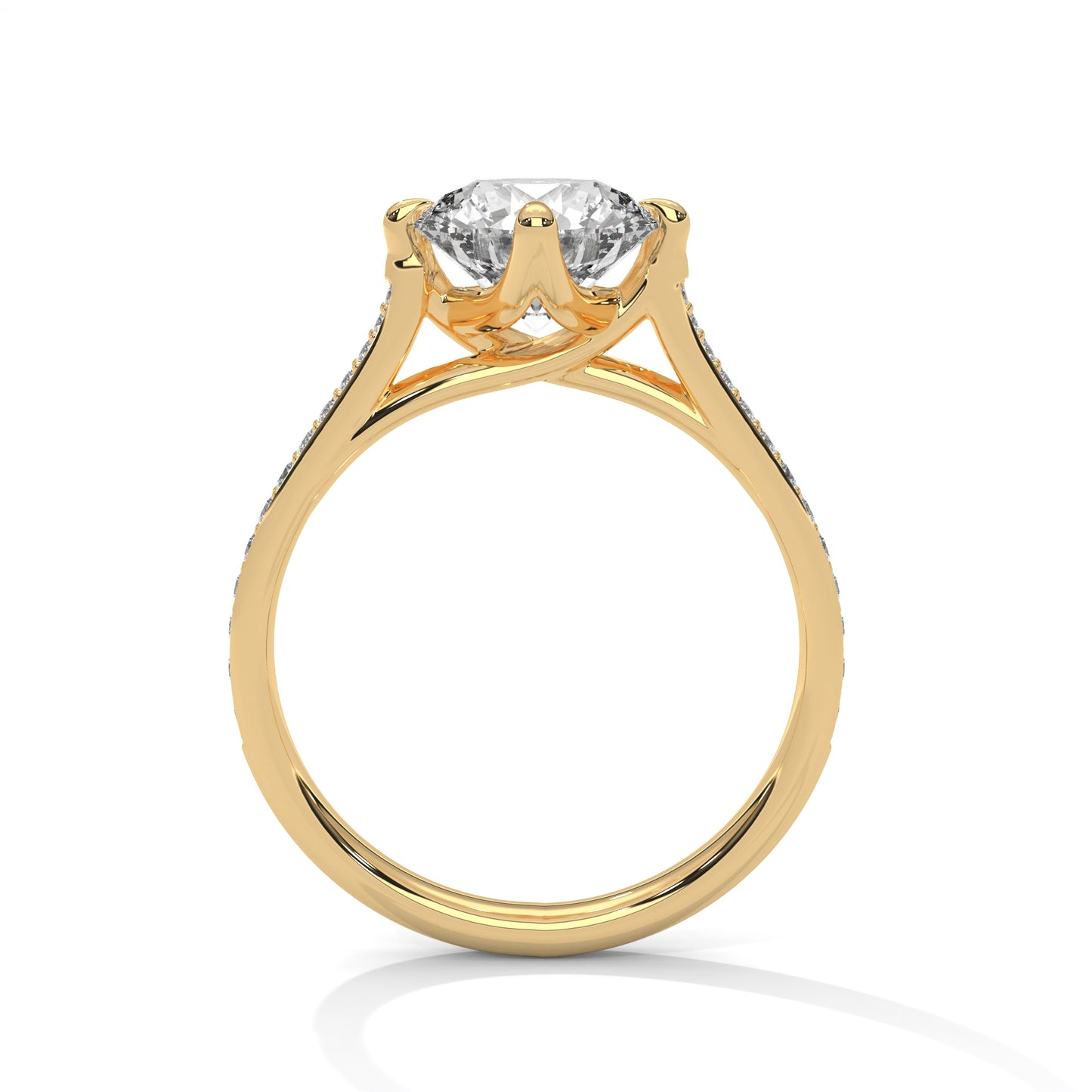 Solitaire 2 Carat Round Lab Diamond with Side Accents Engagement Ring