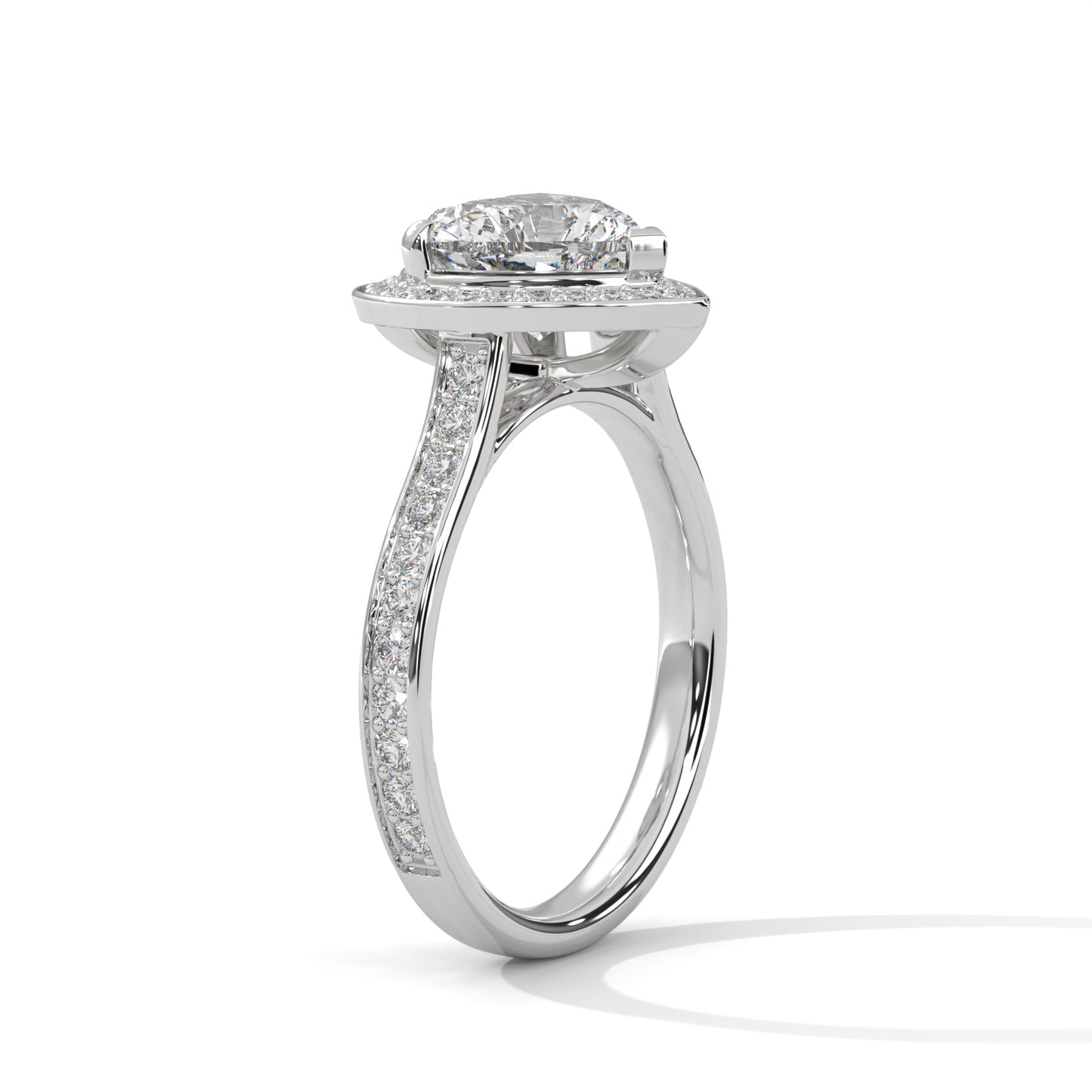 2 Carat Heart Shape Lab Grown Diamond Ring | Solitaire Halo Engagement & Anniversary Ring Gift for Women