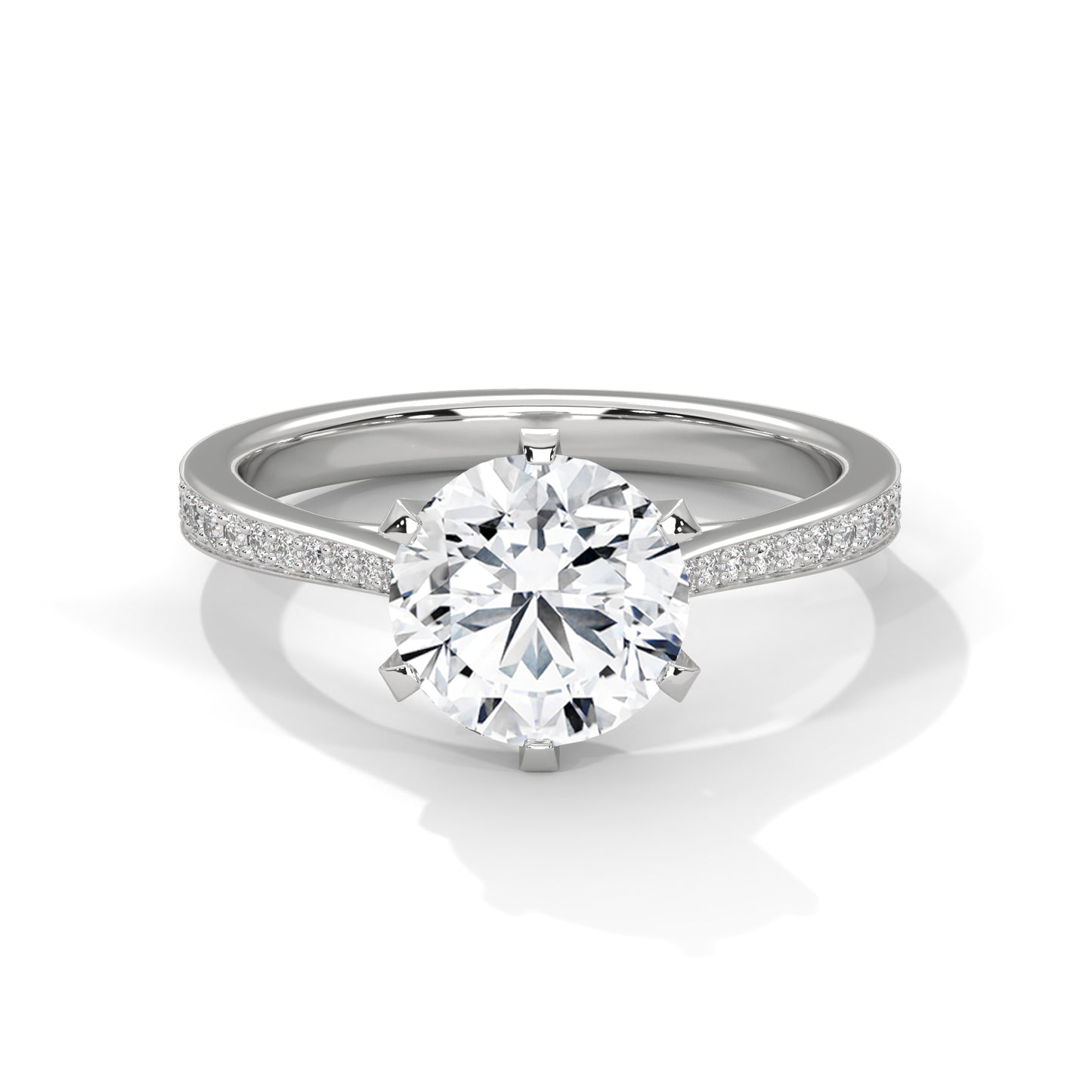 Minimalist Diamond Engagement Ring in 2 Carat Round Lab Diamond