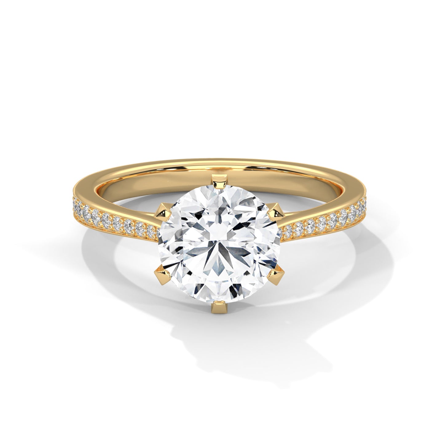 Minimalist Diamond Engagement Ring in 2 Carat Round Lab Diamond