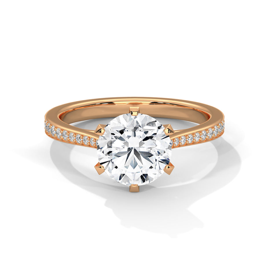 Minimalist Diamond Engagement Ring in 2 Carat Round Lab Diamond