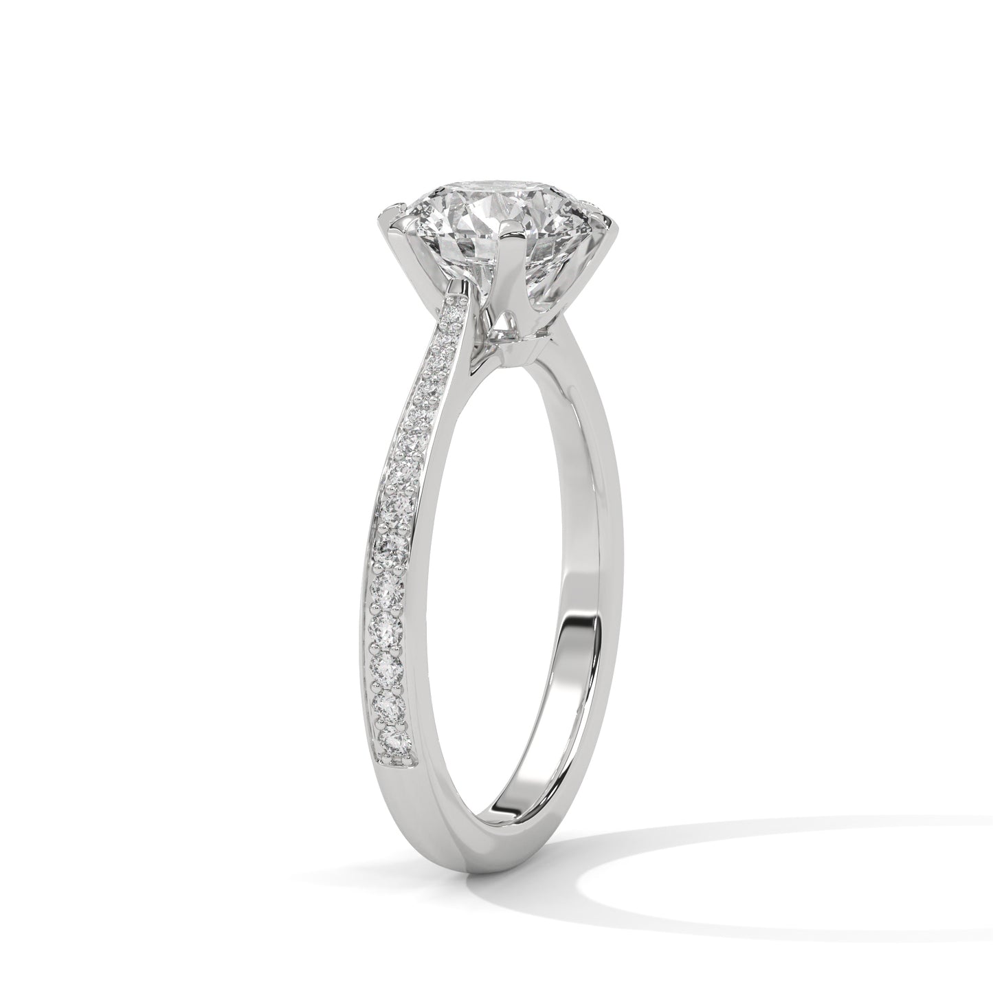 Minimalist Diamond Engagement Ring in 2 Carat Round Lab Diamond