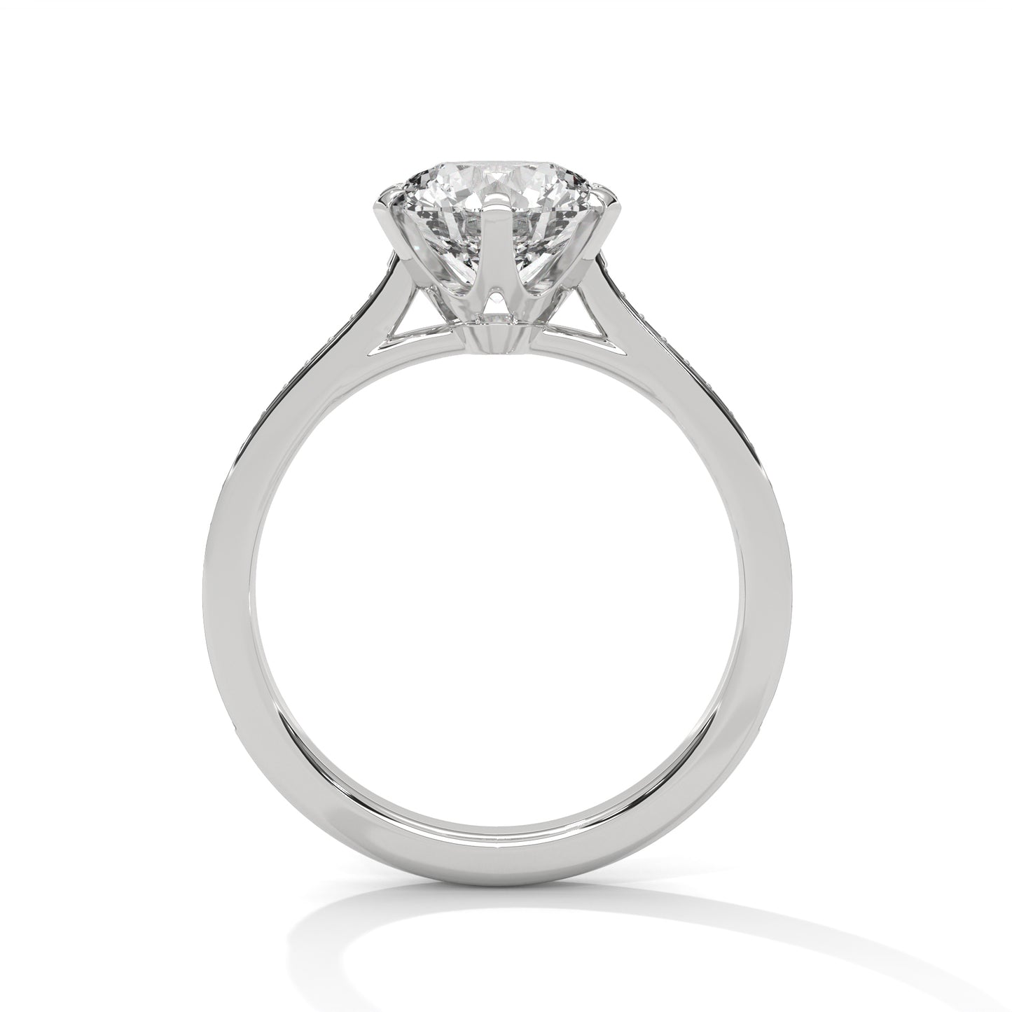 Minimalist Diamond Engagement Ring in 2 Carat Round Lab Diamond